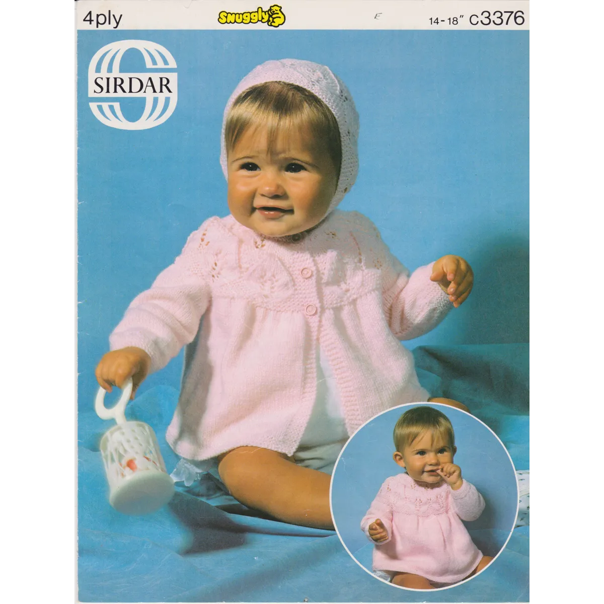 SIRDAR3376 - BABY GIRL JACKET, ANGEL TOP AND BONNET PDF KNITTING PATTERN