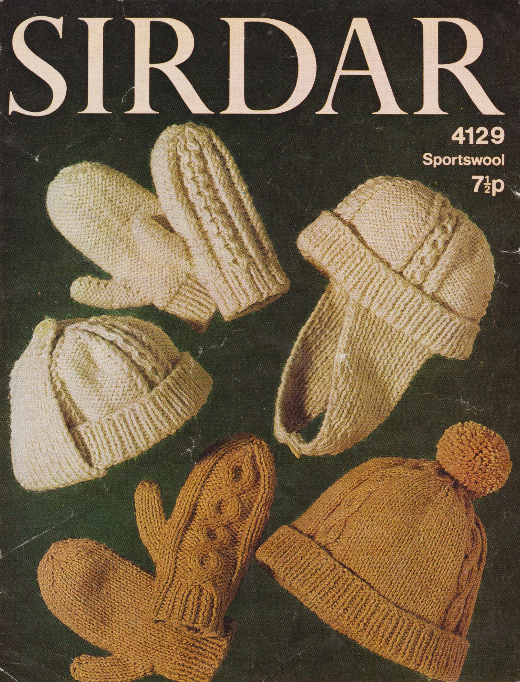 SIRDAR4129 - CHILD'S HAT AND MITTS IN ARAN - PDF KNITTING PATTERN
