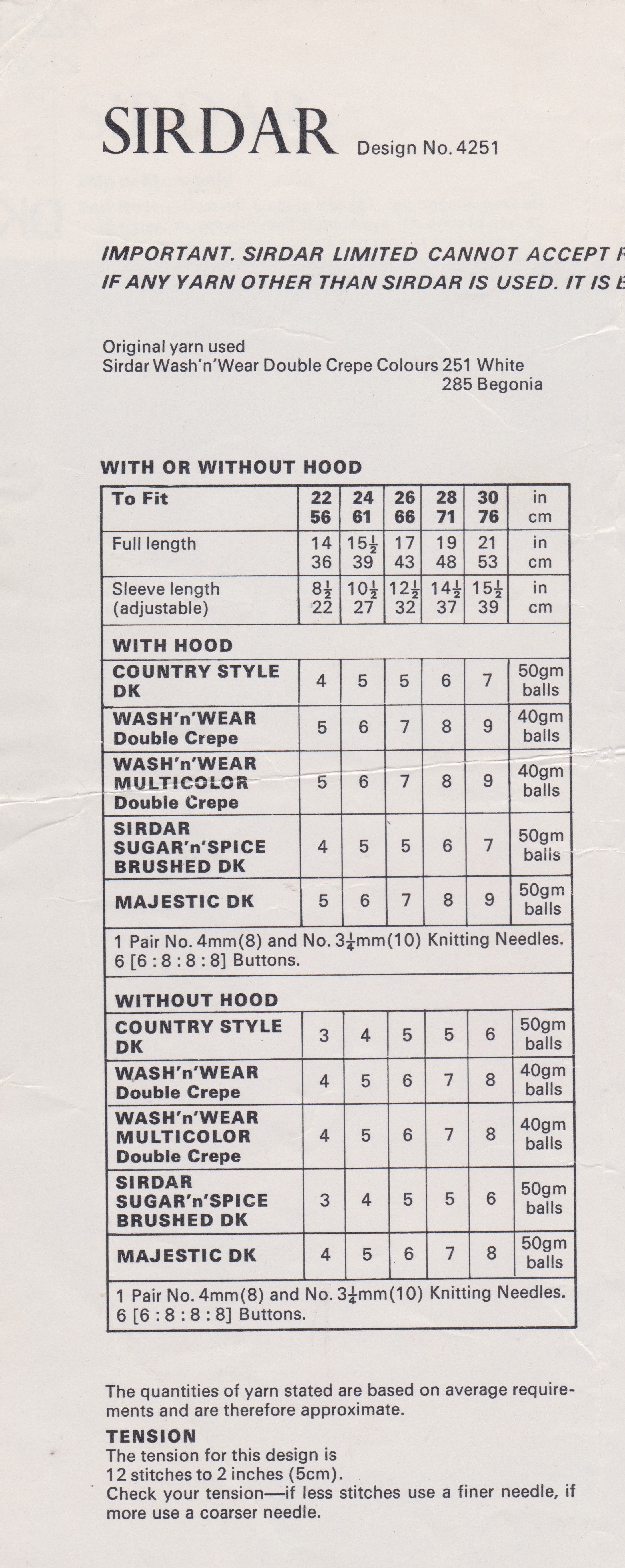 SIRDAR4251 - CHILD'S HOODED JACKET AND CARDIGAN PDF KNITTING PATTERN