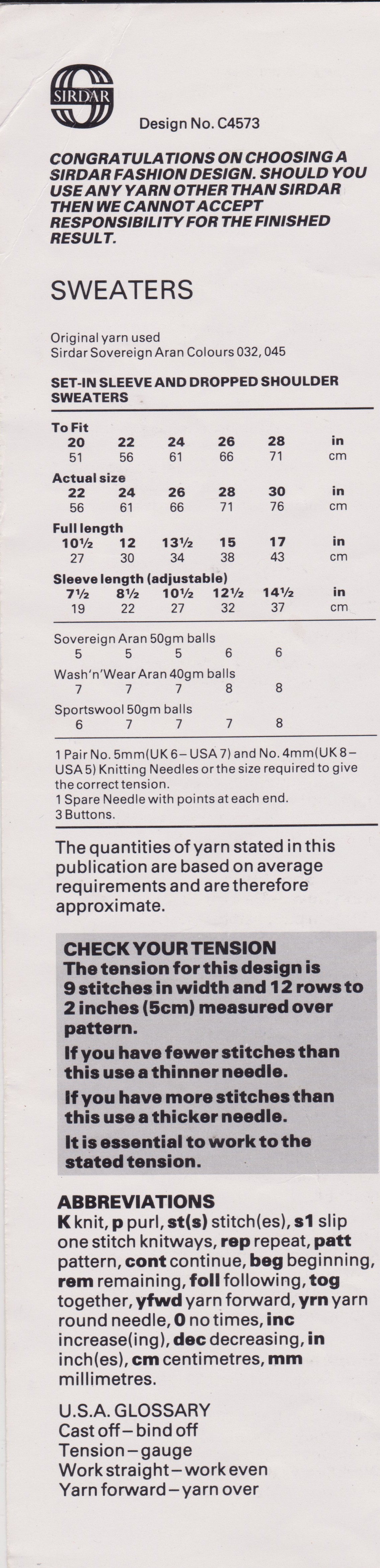 SIRDAR4573 - CHILDRENS ARAN CABLE SWEATER PDF KNITTING PATTERN