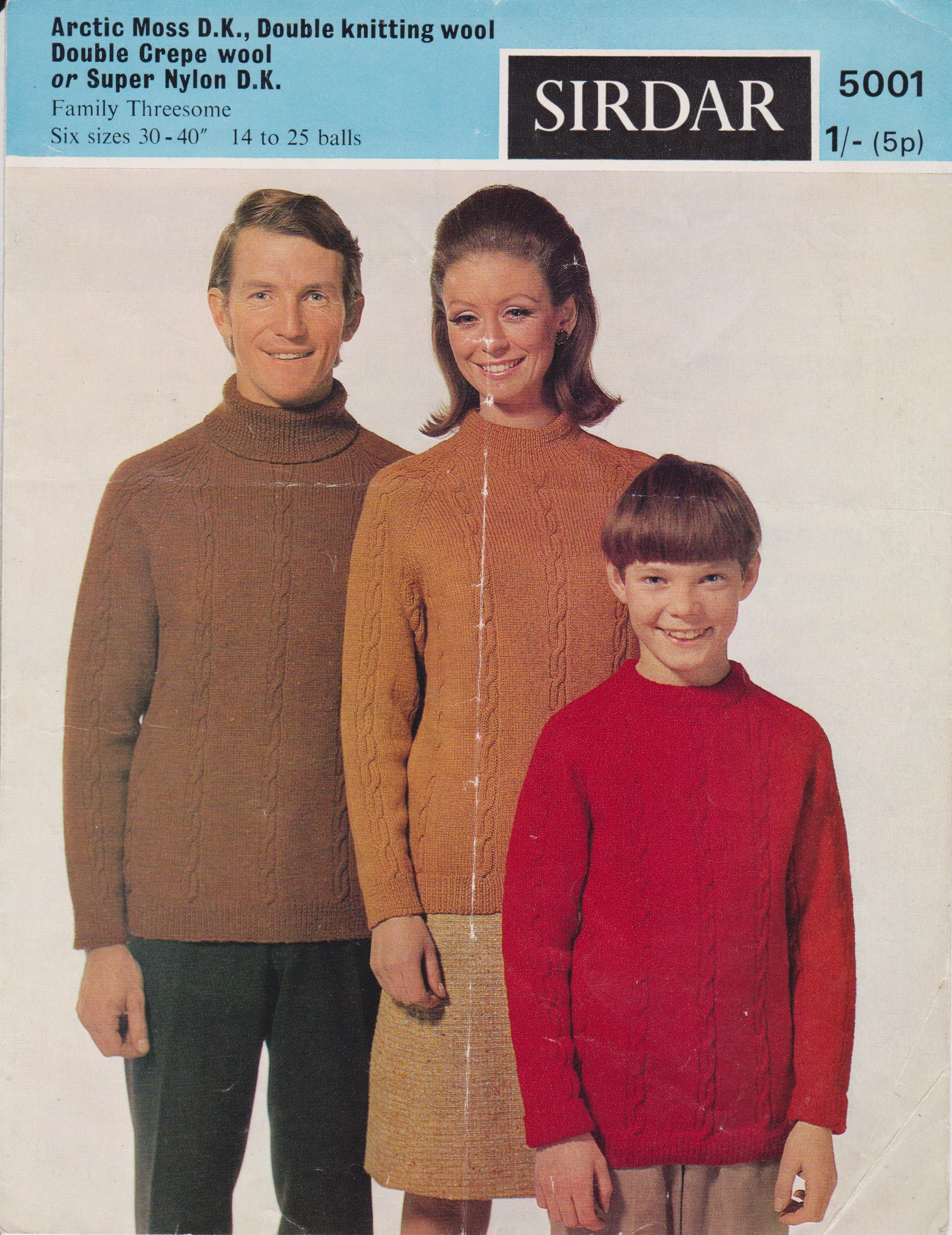 SIRDAR5001 - MEN'S, WOMEN'S AND CHILD'S SWEATER PATTERN IN DK - PDF KNITTING PATTERN