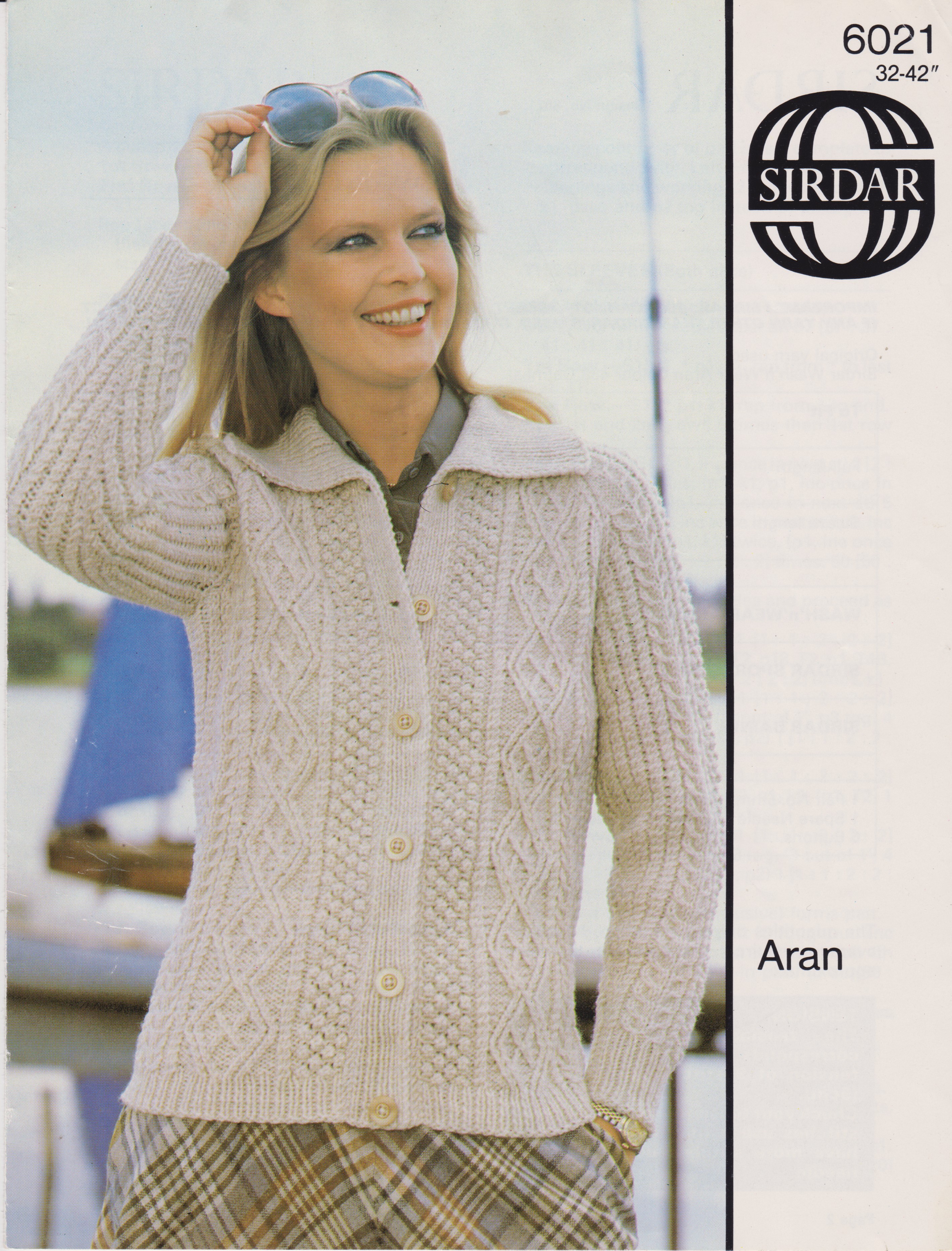 SIRDAR6021 - WOMAN'S CABLE ARAN WEIGH JACKET WITH COLLAR - PDF KNITTING PATTERN