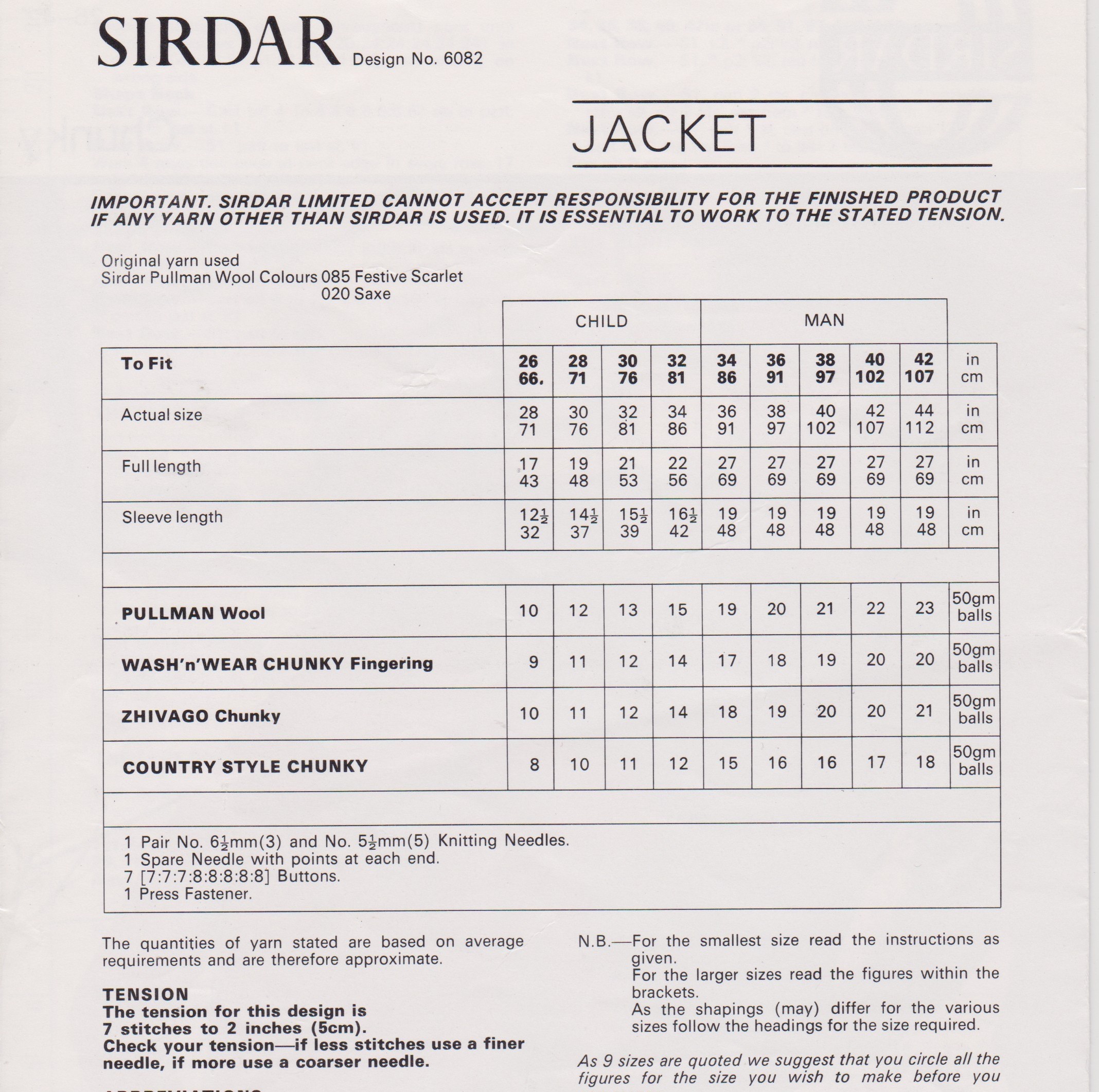 SIRDAR6082 - MAN AND BOY'S CHUNKY KNIT CABLE JACKET - PDF KNITTING PATTERN