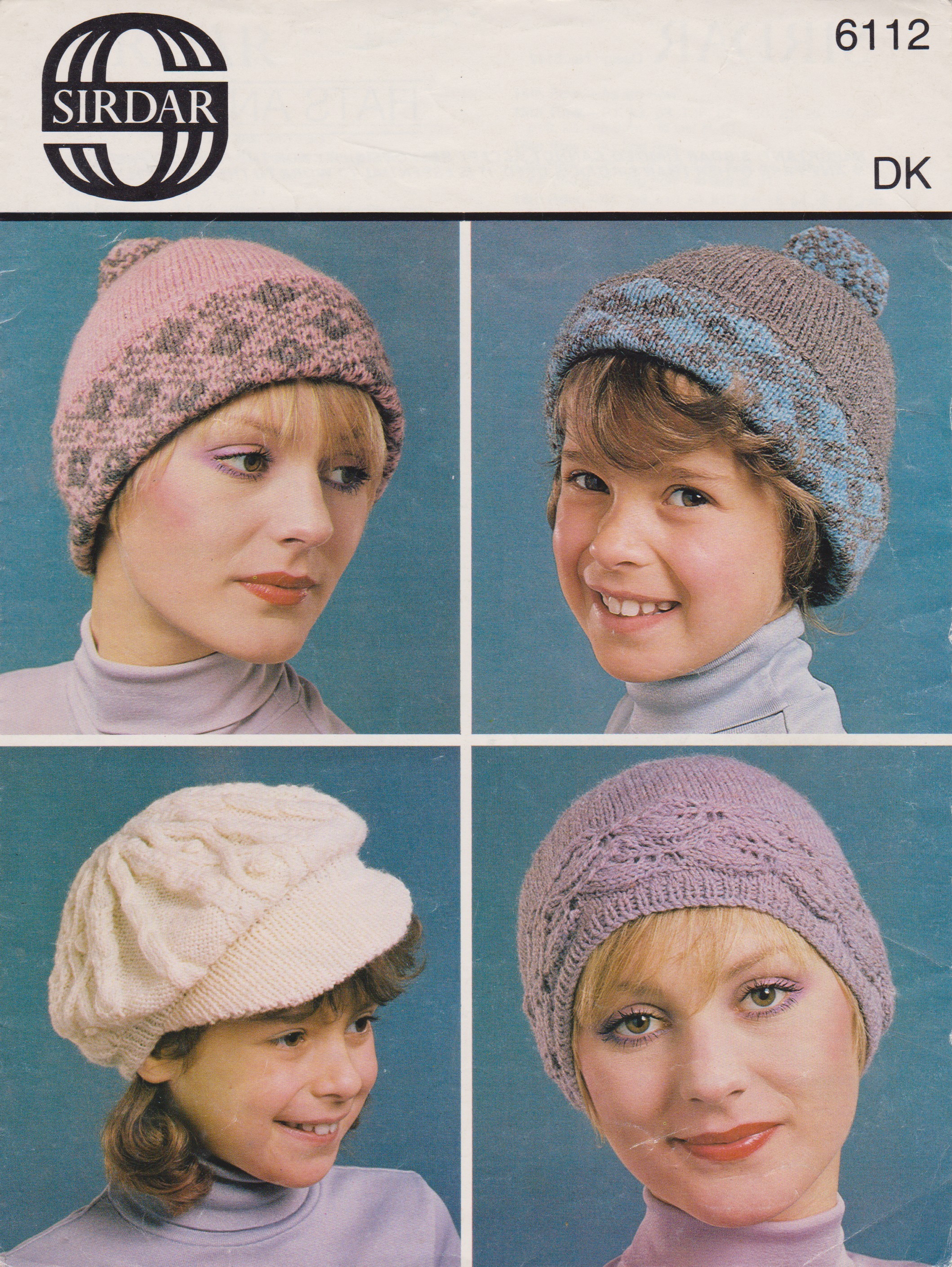 SIRDAR6112 - WOMAN'S AND CHILD'S HATS AND CAP IN DK - PDF KNITTING PATTERN