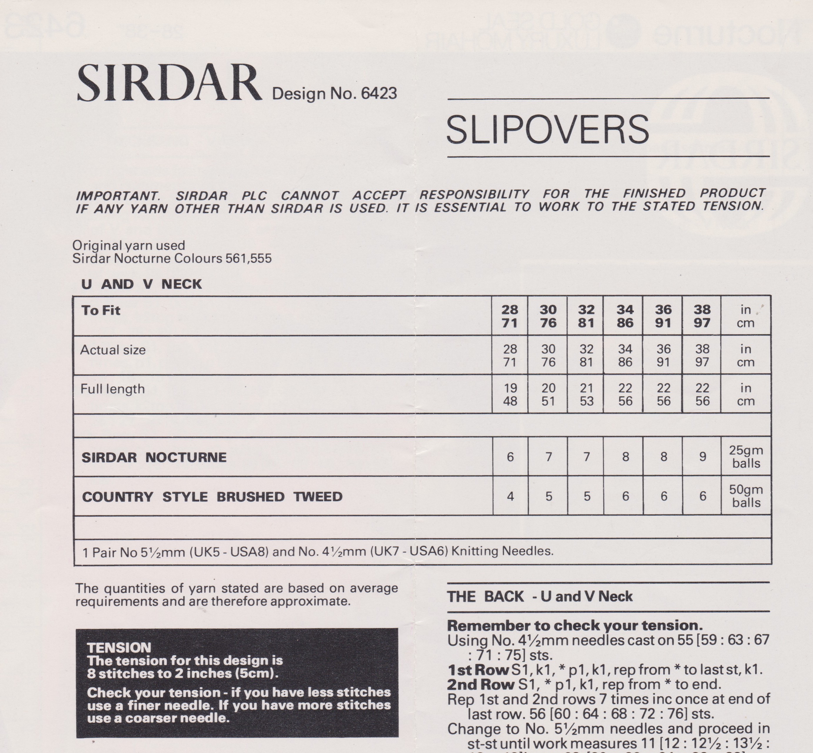 SIRDAR6423 - WOMAN'S SLIPOVER IN MOHAIR - PDF KNITTING PATTERN