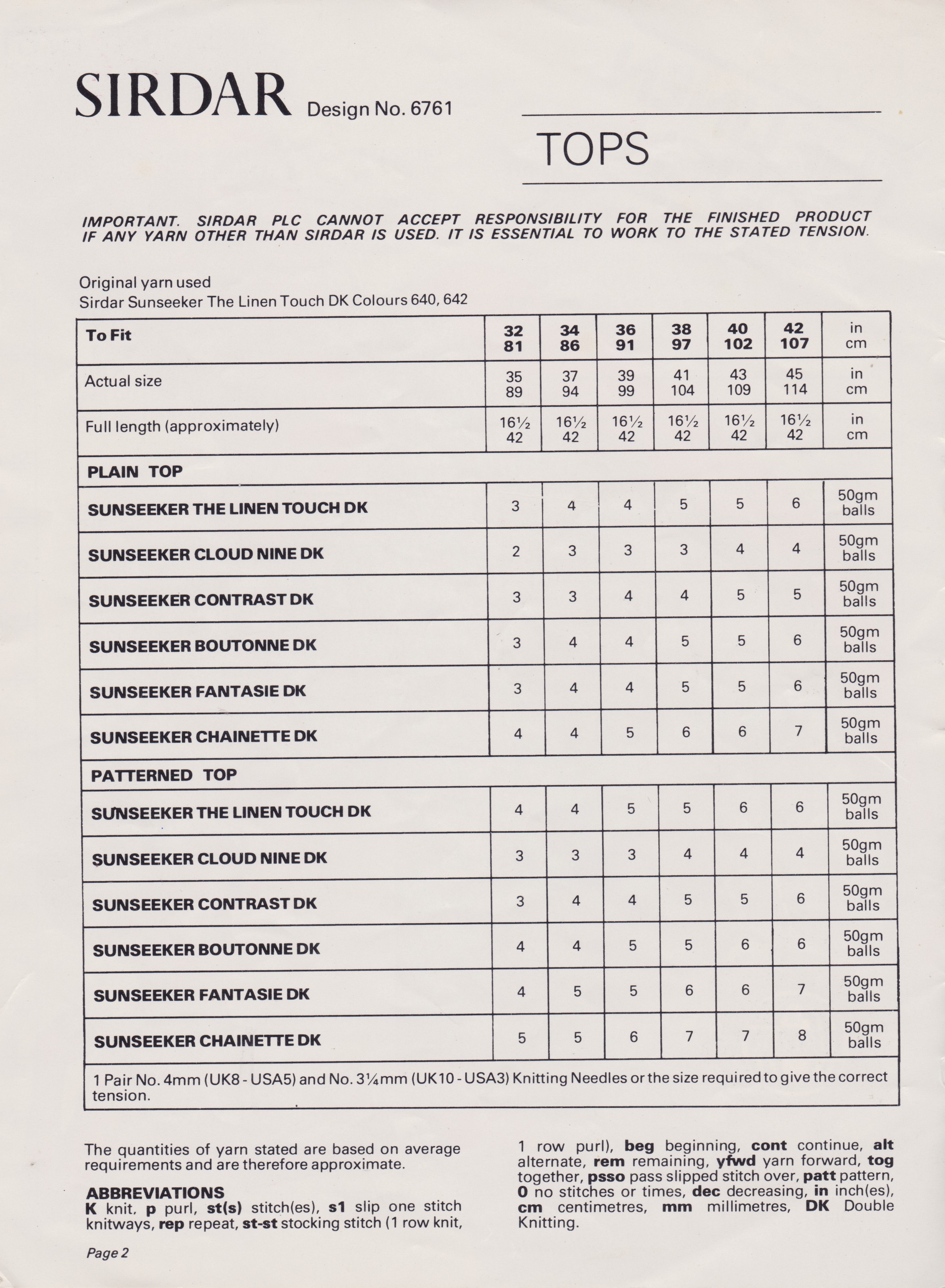 SIRDAR6761 - WOMAN'S CROPPED SLEEVELESS TOPS IN DK - PDF KNITTING PATTERN