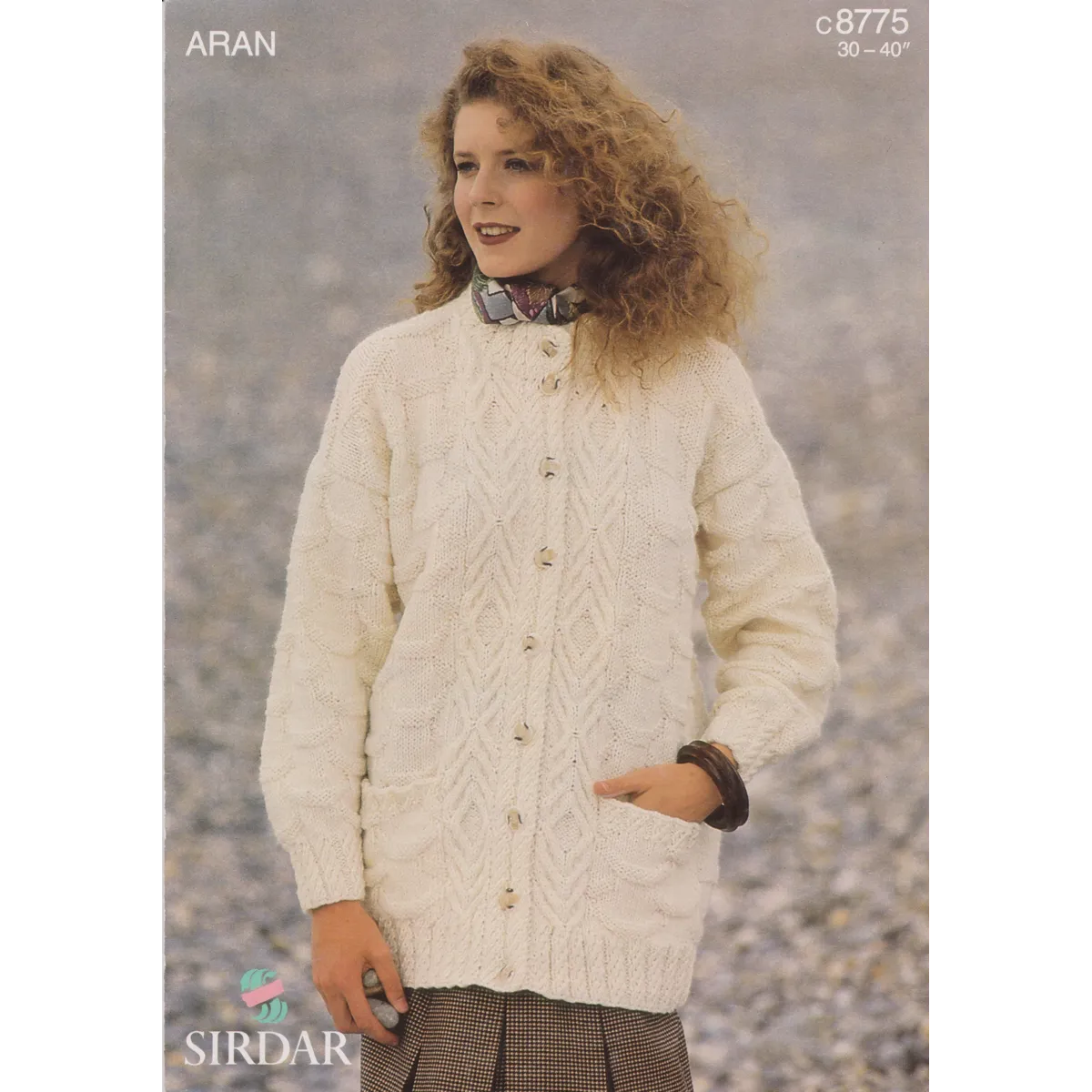 SIRDAR8775 - WOMAN'S CABLE PATTERN ARAN JACKET - PDF KNITTING PATTERN