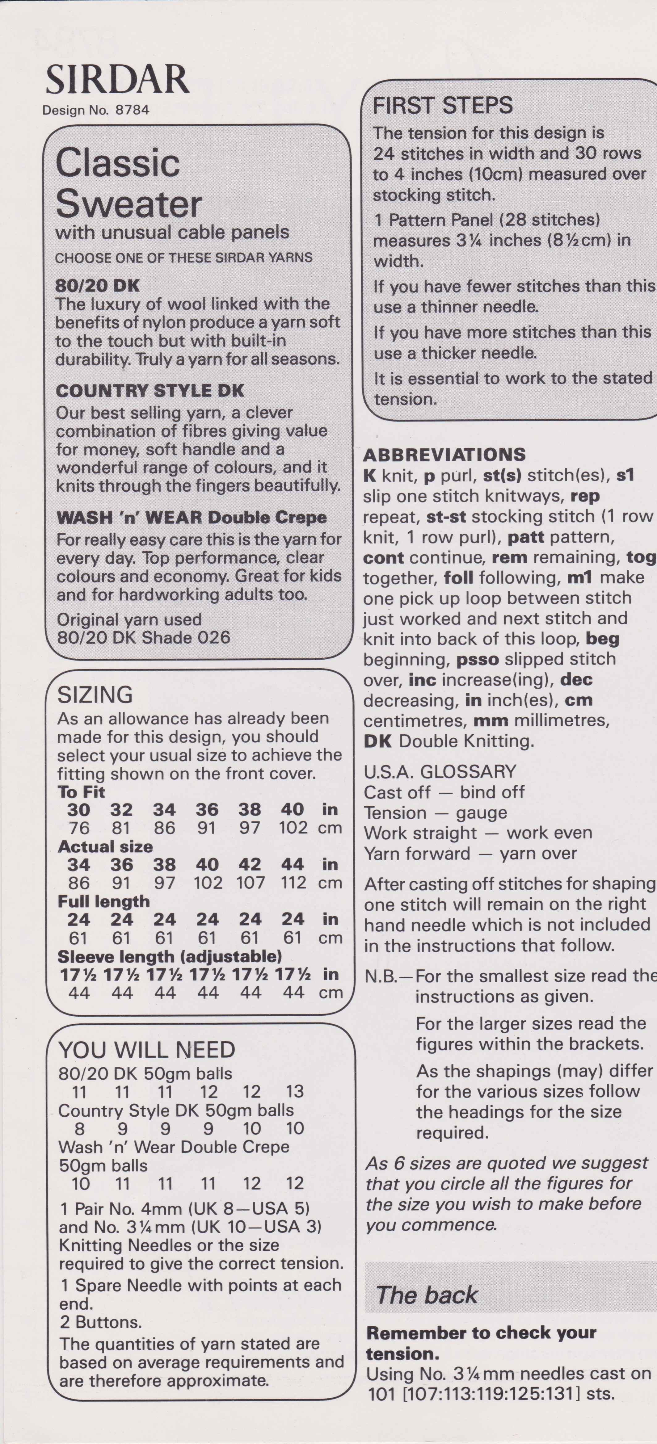 SIRDAR8784 - WOMAN'S BUTTON PLACKET SWEATER WITH CABLE PANELS IN DK - PDF KNITTING PATTERN