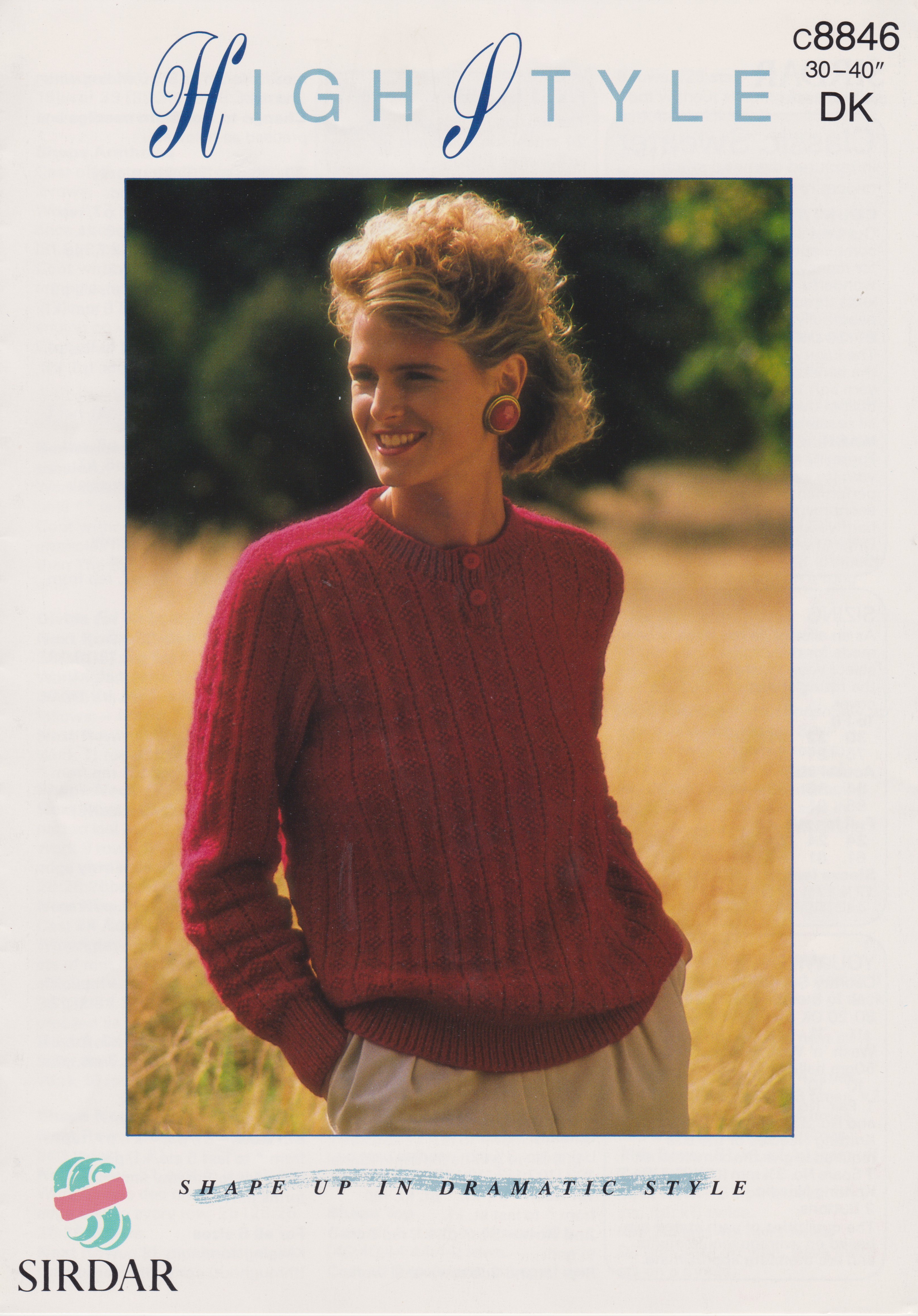 SIRDAR8846 - WOMAN'S BUTTON PLACKET DIAMOND PATTERN SWEATER IN DK - PDF KNITTING PATTERN