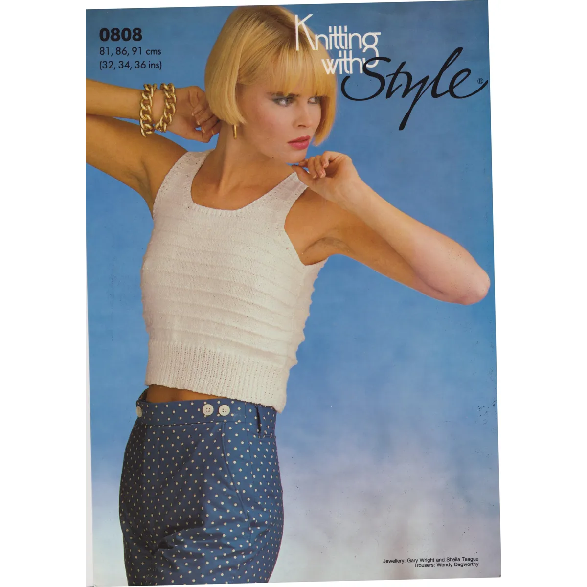 STYLE0808 - WOMAN'S SHORT SLEEVELESS TOP IN COTTON DK - PDF KNITTING PATTERN