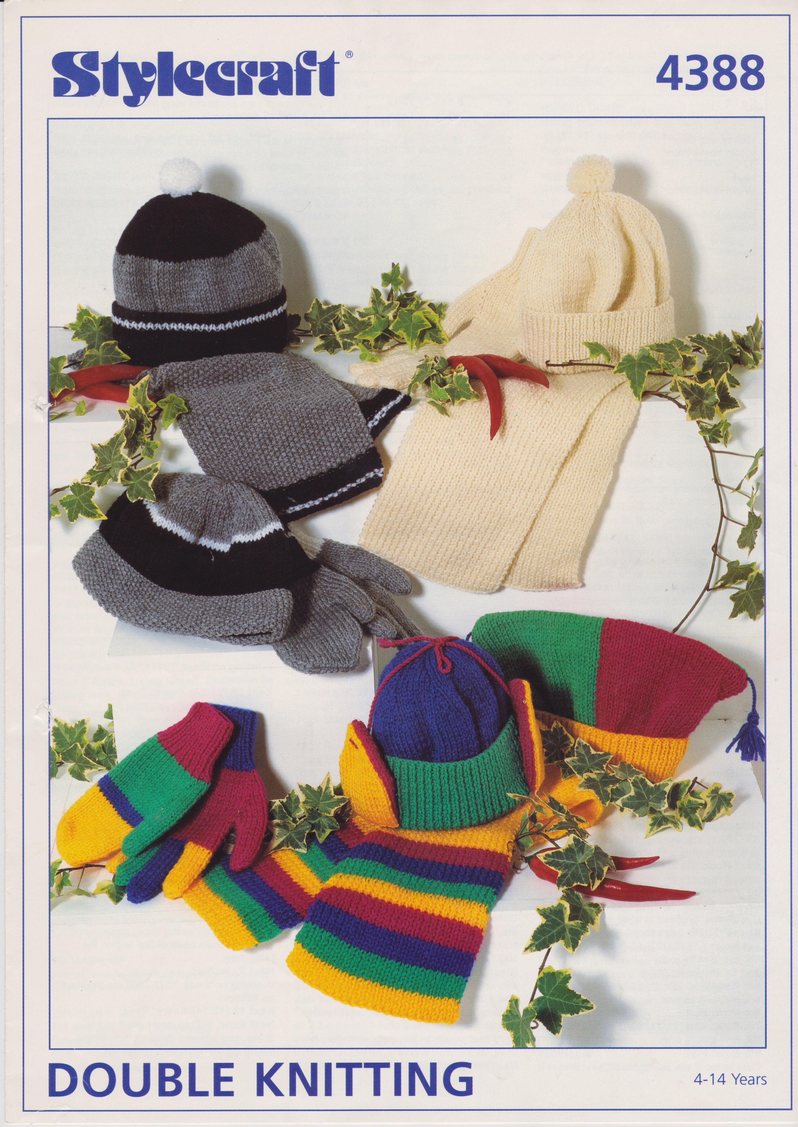 STYLECRAFT4388 - CHILD AND TEENAGE HATS, GLOVES AND SCARVES IN DK - PDF KNITTING PATTERN