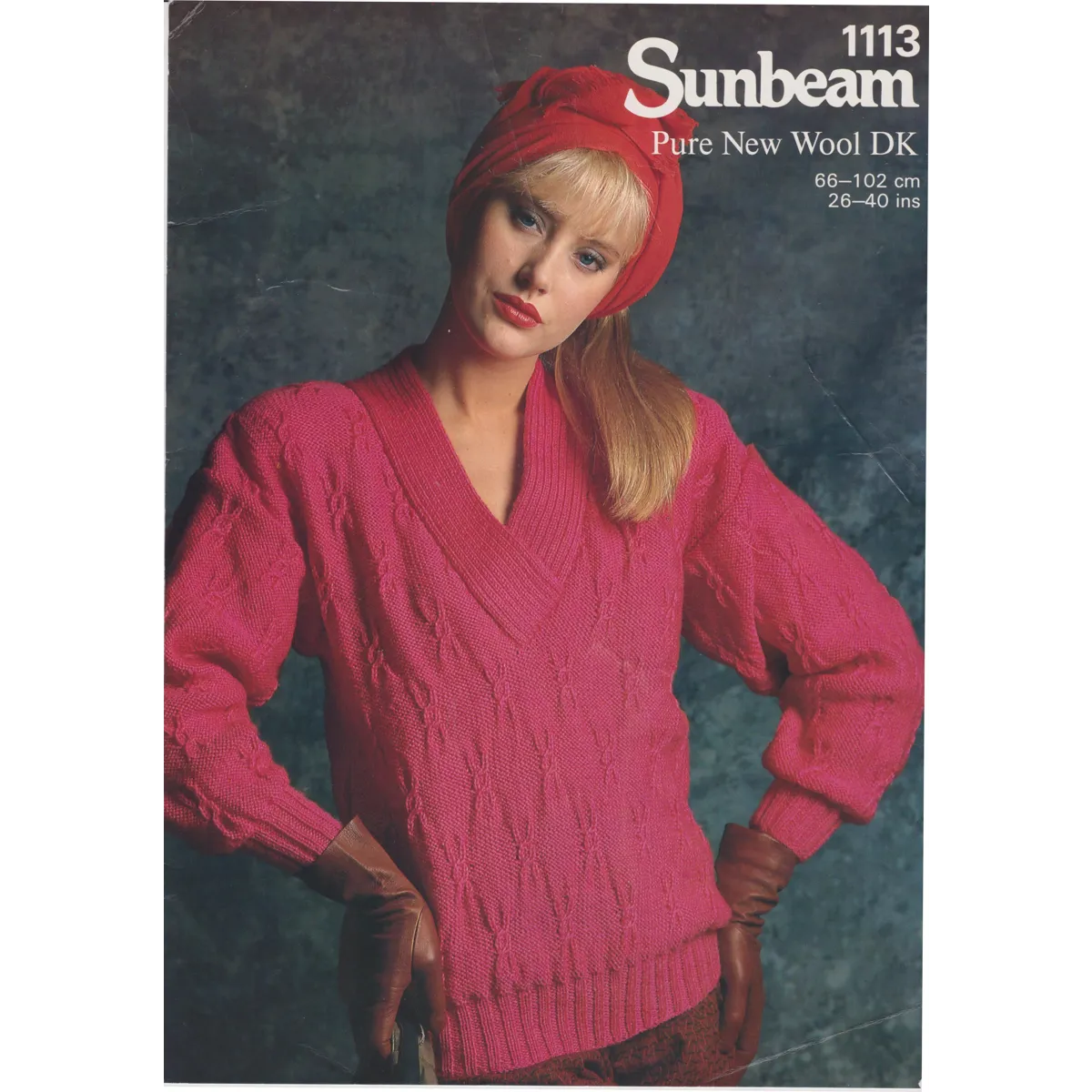 SUNBEAM1113 - WOMAN'S V NECK PATTERNED SWEATER IN DK - PDF KNITTING PATTERN