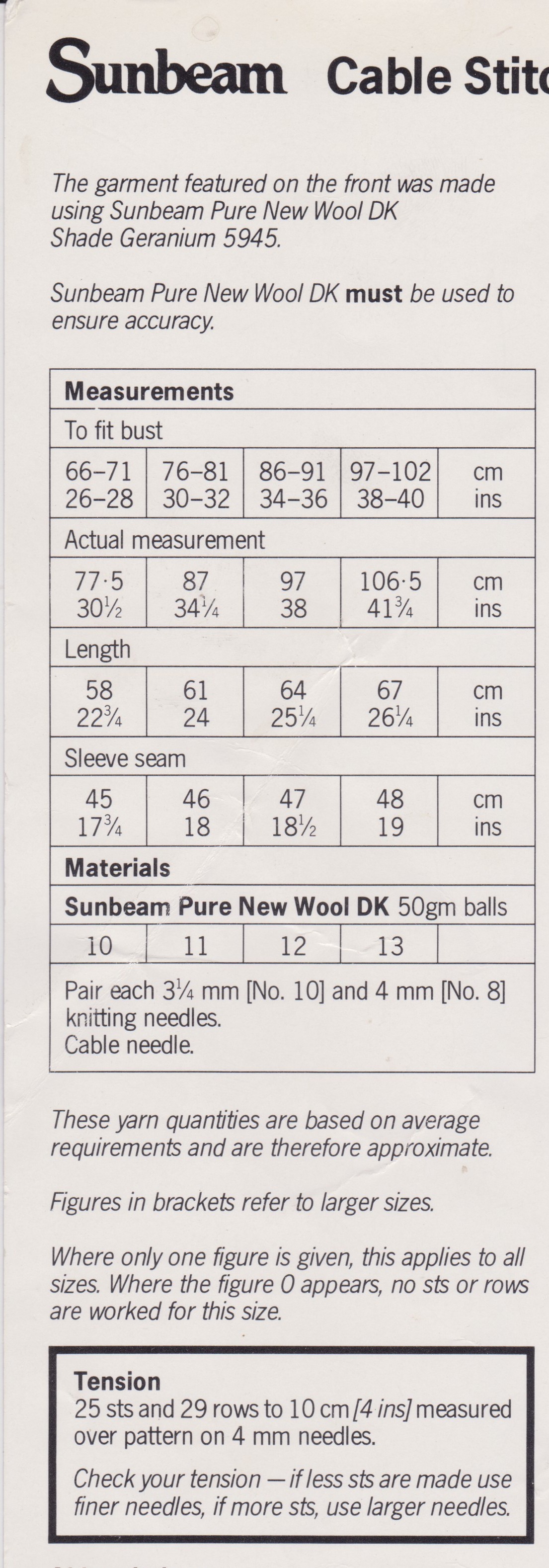 SUNBEAM1113 - WOMAN'S V NECK PATTERNED SWEATER IN DK - PDF KNITTING PATTERN