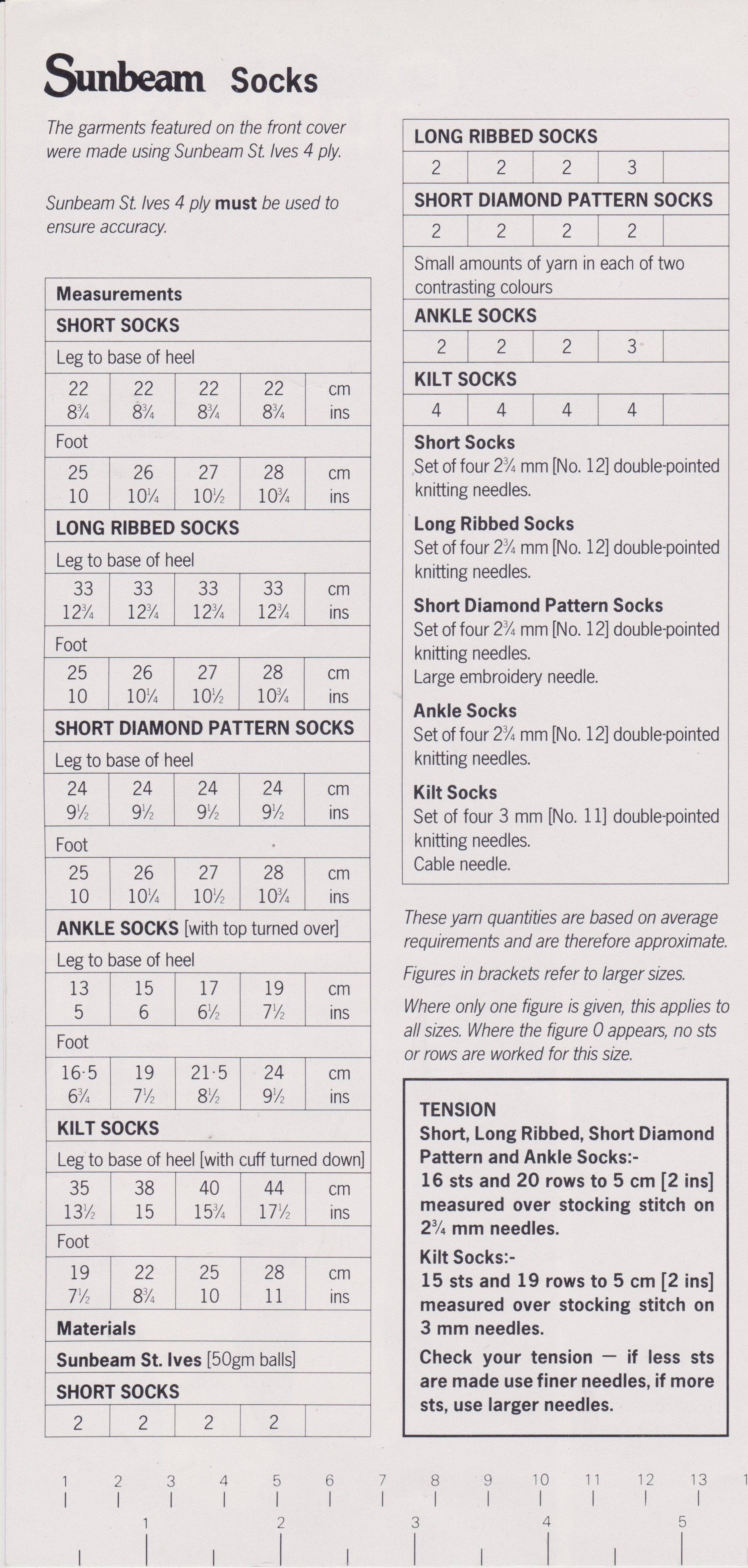 SUNBEAM1183 - 5 DESIGNS SOCKS IN 4 PLY - PDF KNITTING PATTERN