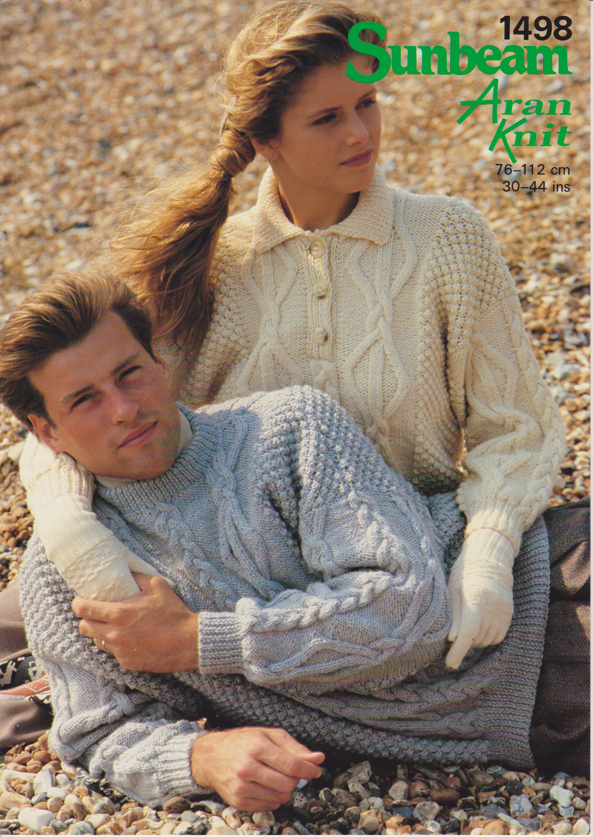 SUNBEAM1498 - UNISEX CABLE SWEATERS IN ARAN WEIGHT YARN - PDF KNITTING PATTERN