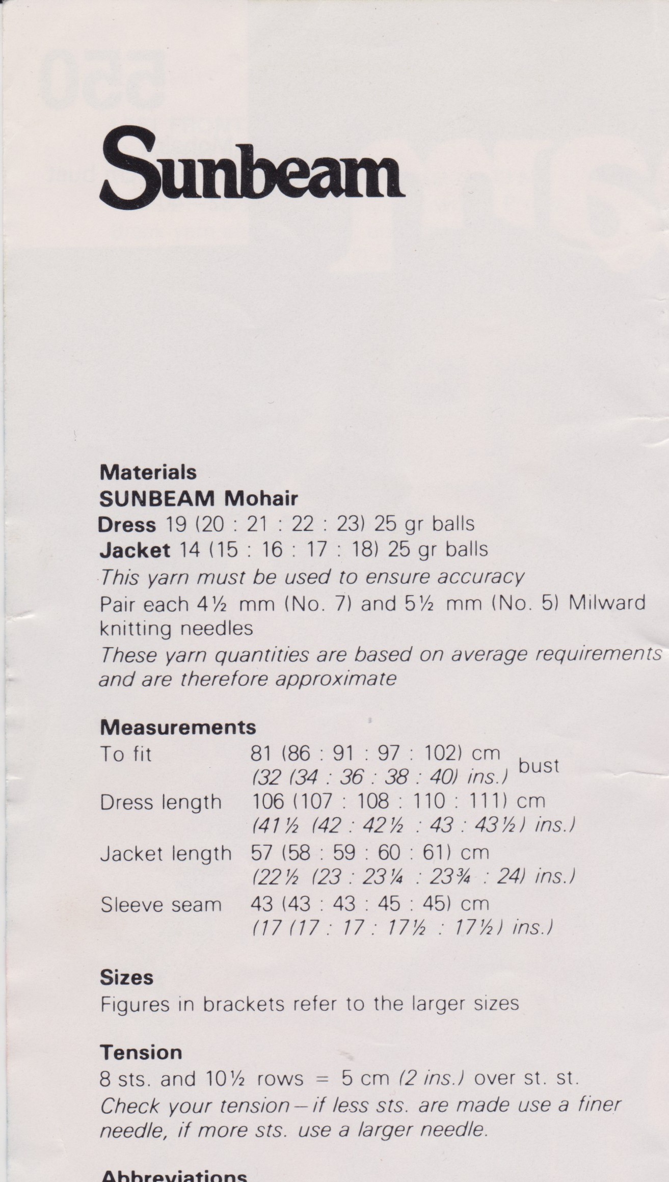 SUNBEAM550 - WOMAN'S DRESS AND JACKET IN MOHAIR - PDF KNITTING PATTERN