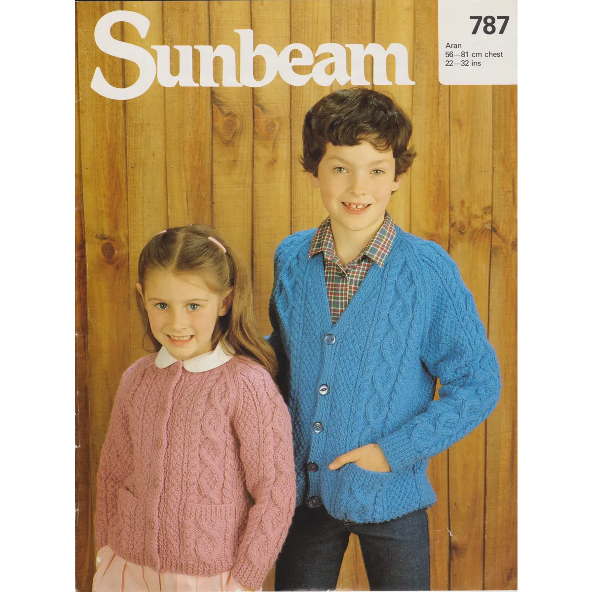 SUNBEAM787 - CHILD'S ARAN CARDIGAN CABLE DESIGN AND POCKETS - PDF KNITTING PATTERN
