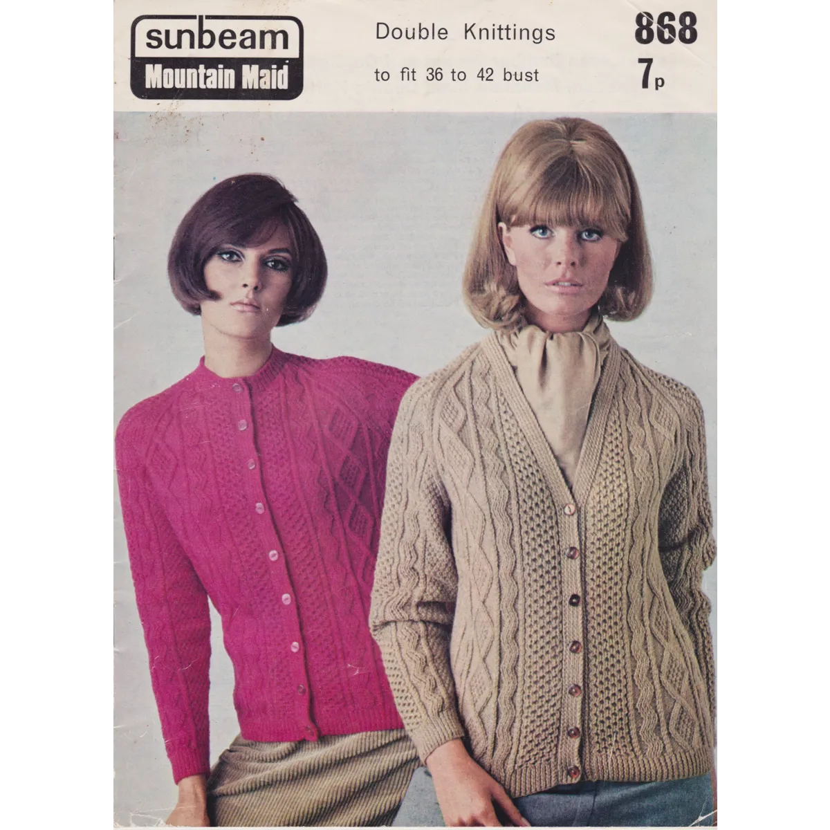 SUNBEAM868 - WOMAN'S CABLE PATTERN CARDIGANS IN V OR ROUND NECK IN DK - PDF KNITTING PATTERN