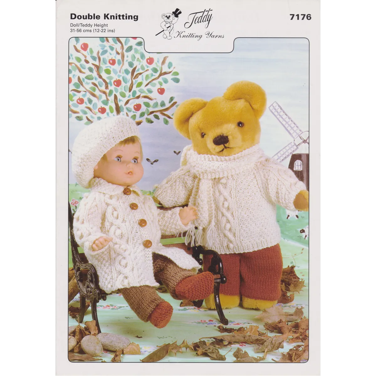 TEDDY7176 - DOLL AND TEDDY CABLE OUTFITS - PDF KNITTING PATTERN