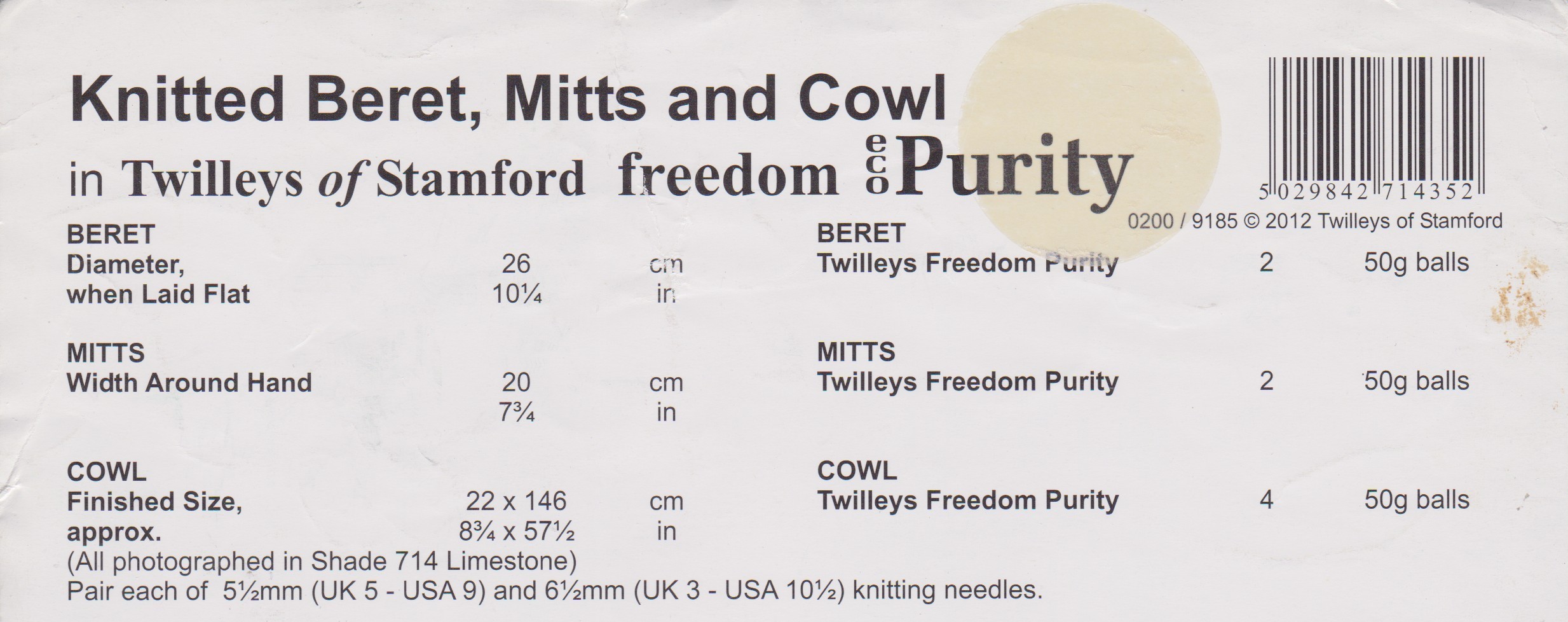 TWILLEYS9185 - WOMAN'S HAT, COWL AND MITTS IN CHUNKY YARN - PDF KNITTING PATTERN