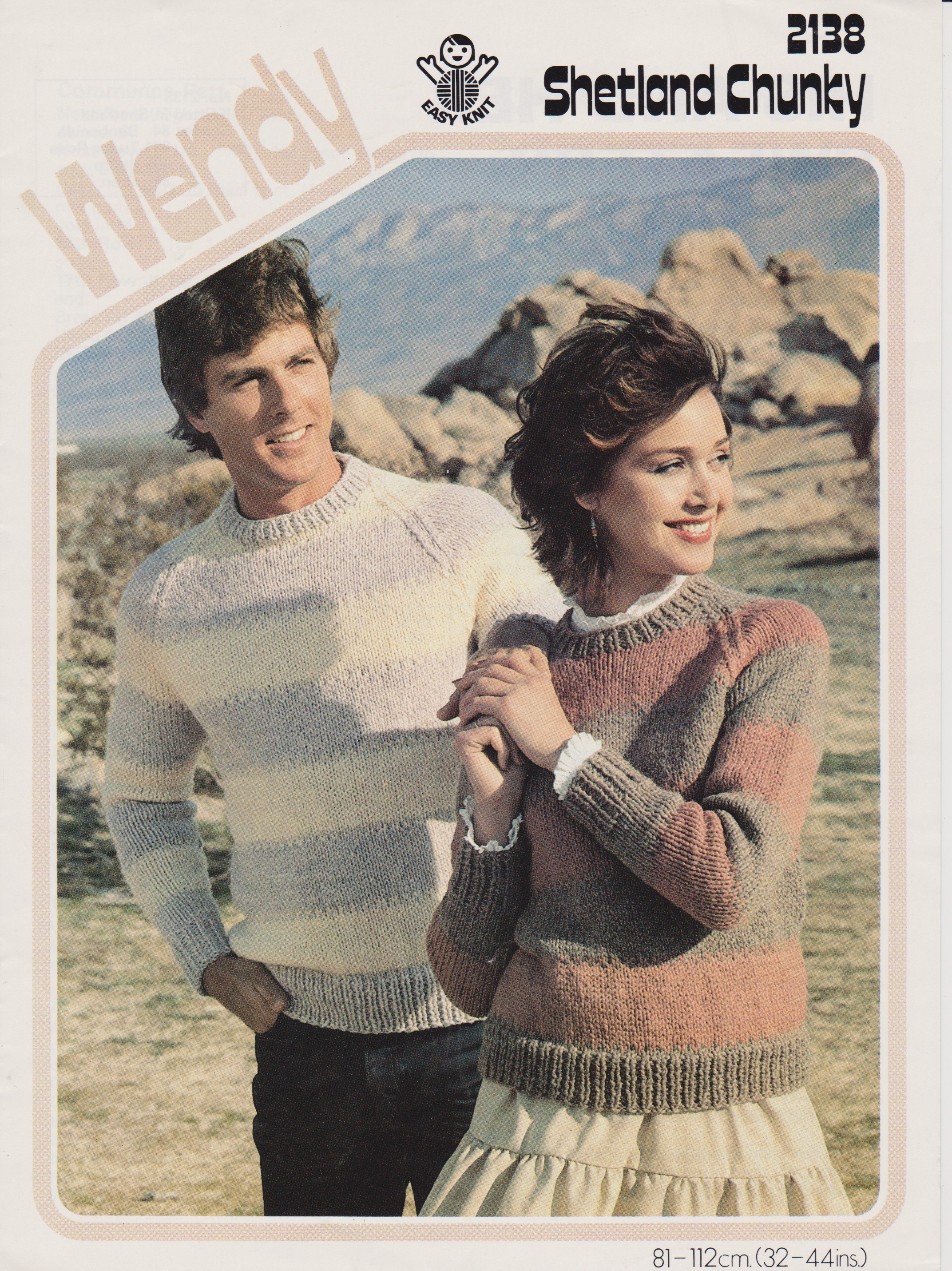 WENDY2138 - UNISEX ADULT'S CHUNKY STRIPED SWEATER - PDF KNITTING PATTERN