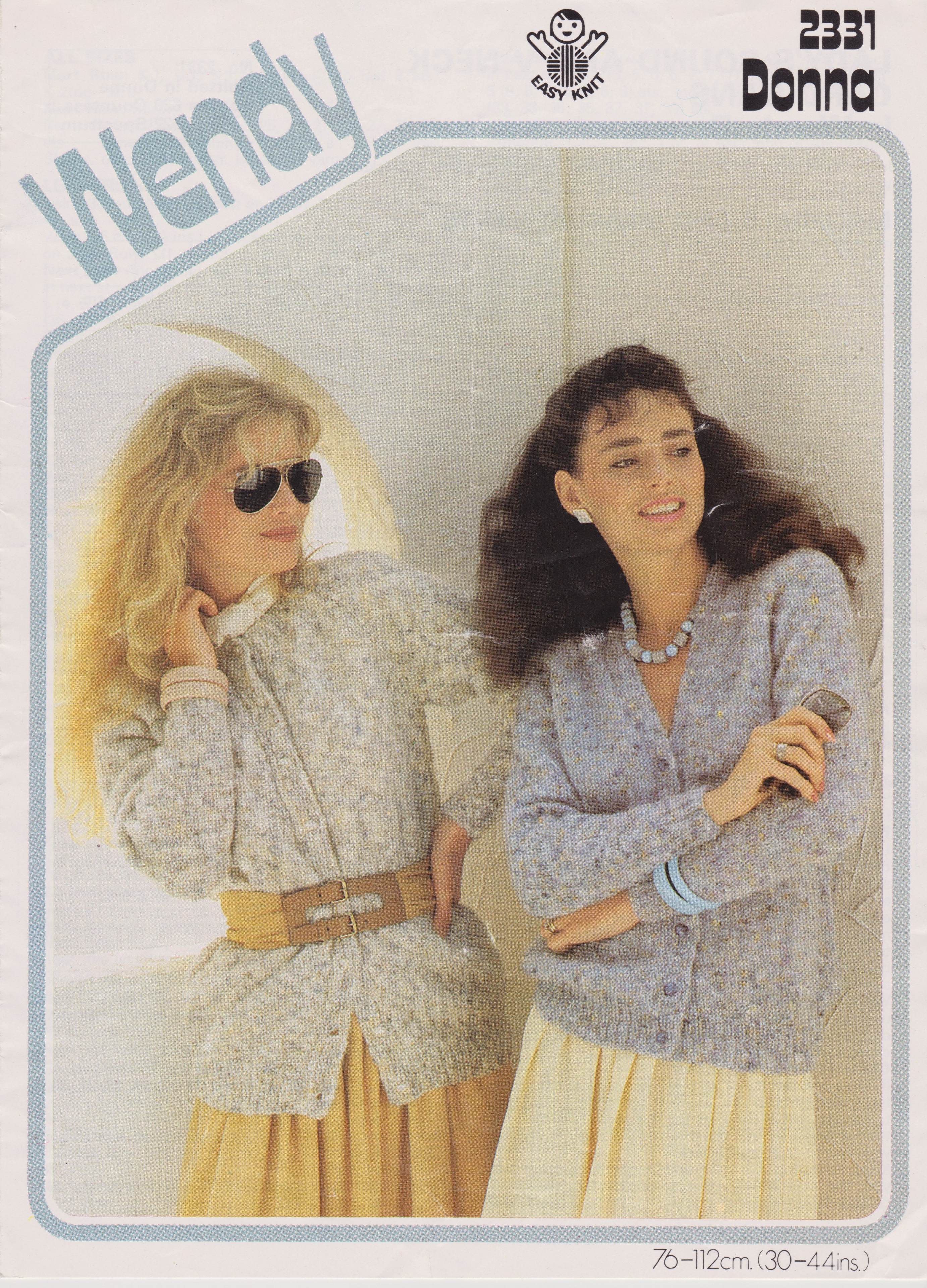 WENDY2331 - WOMAN'S V AND ROUND NECK CARDIGANS - PDF KNITTING PATTERN