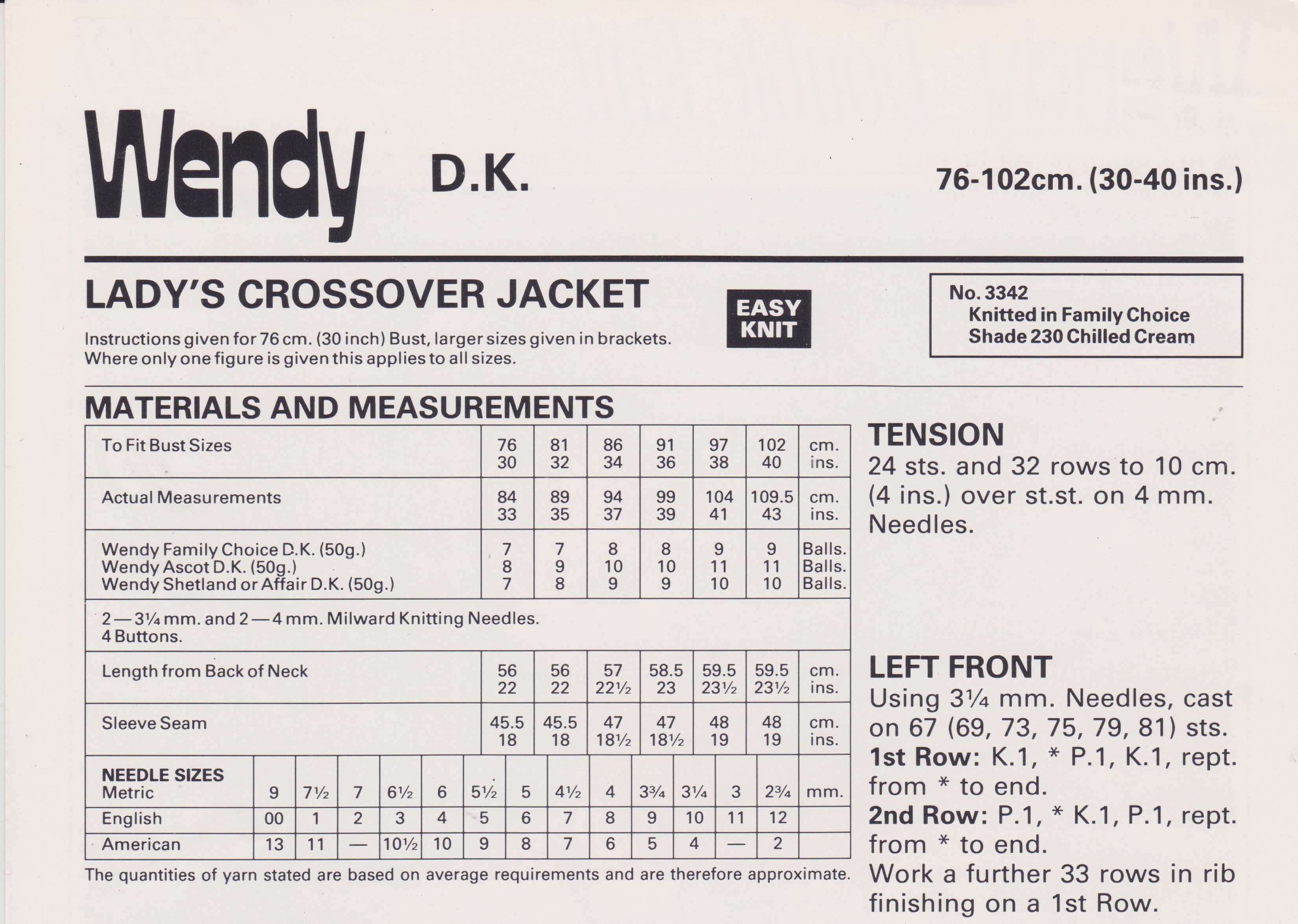WENDY3342 - WOMAN'S CROSS FRONT CARDIGAN IN DK - PDF KNITTING PATTERN