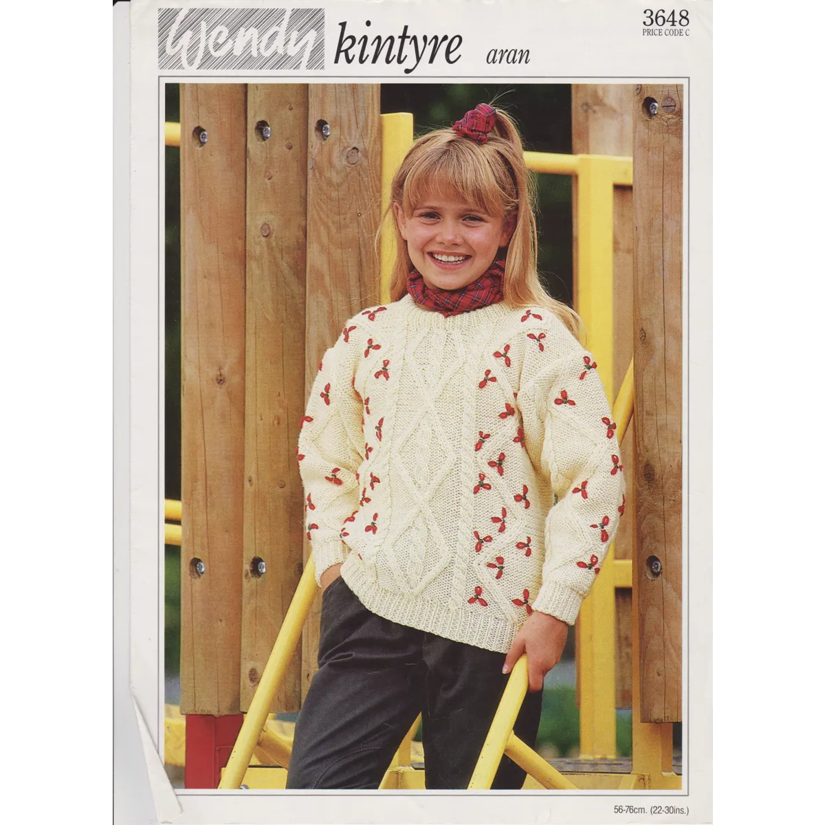 WENDY3648 - GIRL'S ARAN CABLE SWEATER - PDF KNITTING PATTERN