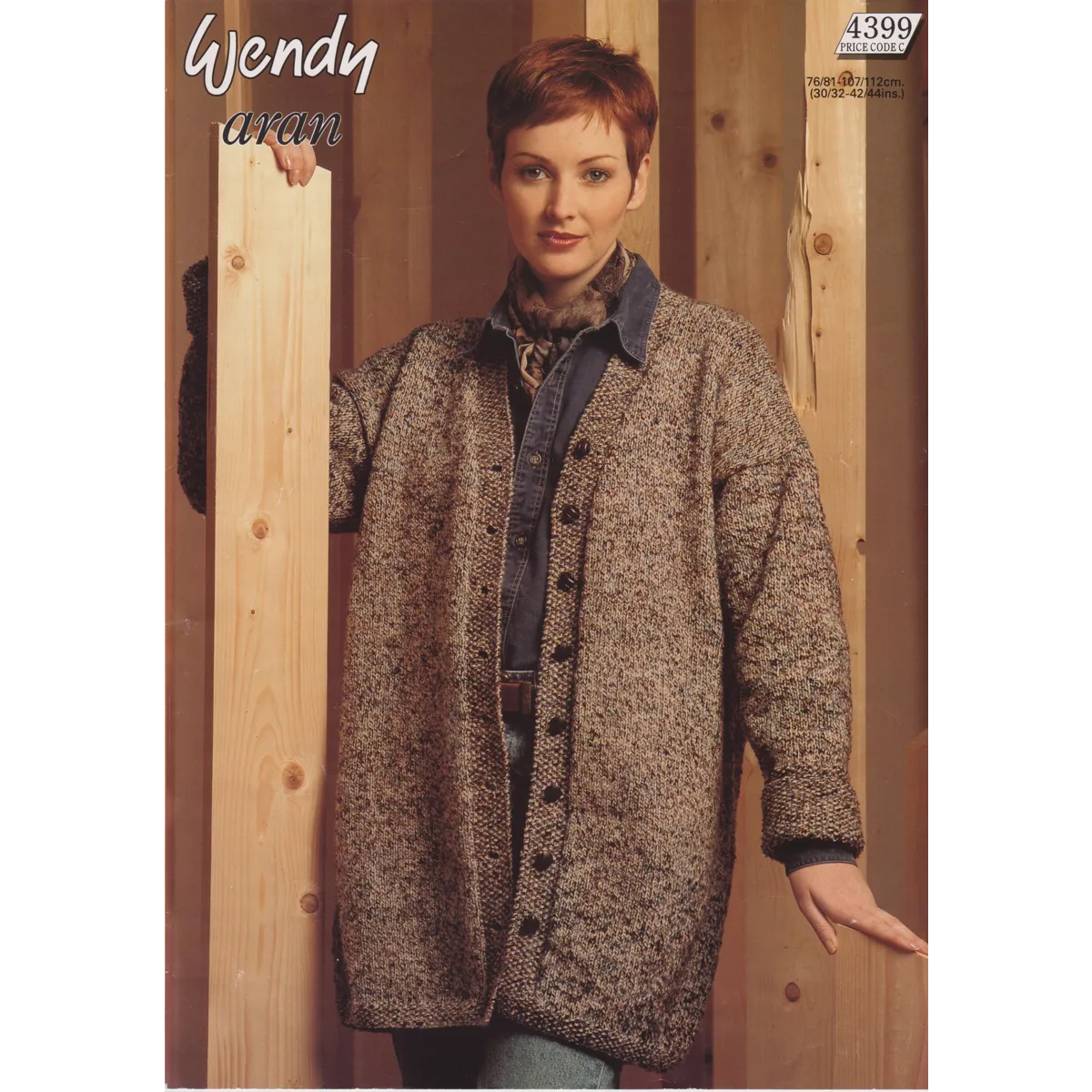 WENDY4399 - WOMAN'S LONG CARDIGAN IN ARAN - PDF KNITTING PATTERN