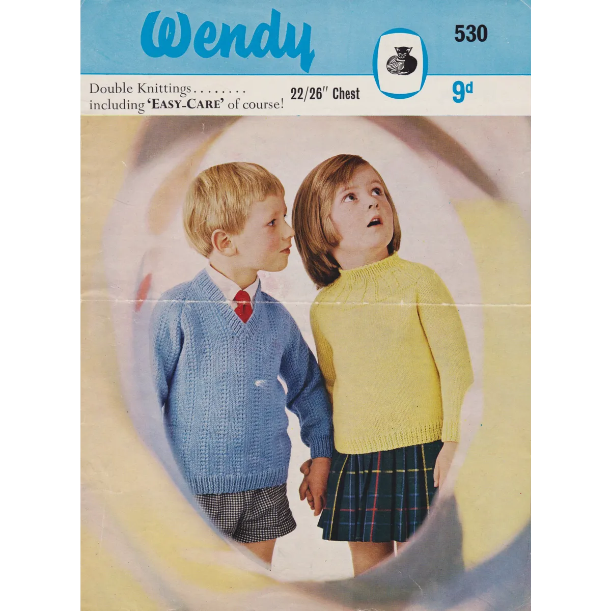 WENDY530 - CHILD'S V-NECK AND ROUND NECK SWEATER IN DK - PDF KNITTING PATTERN