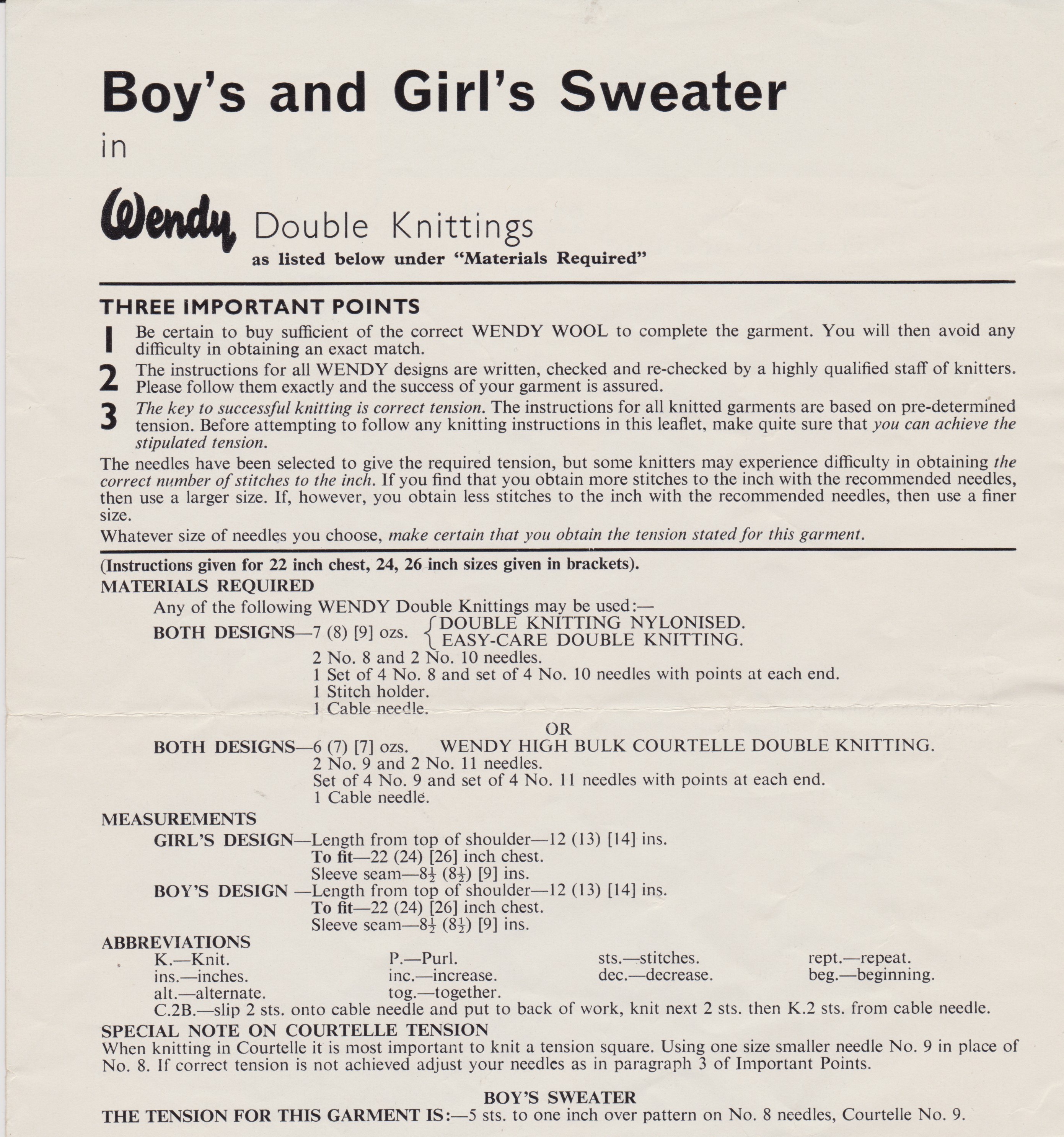 WENDY530 - CHILD'S V-NECK AND ROUND NECK SWEATER IN DK - PDF KNITTING PATTERN