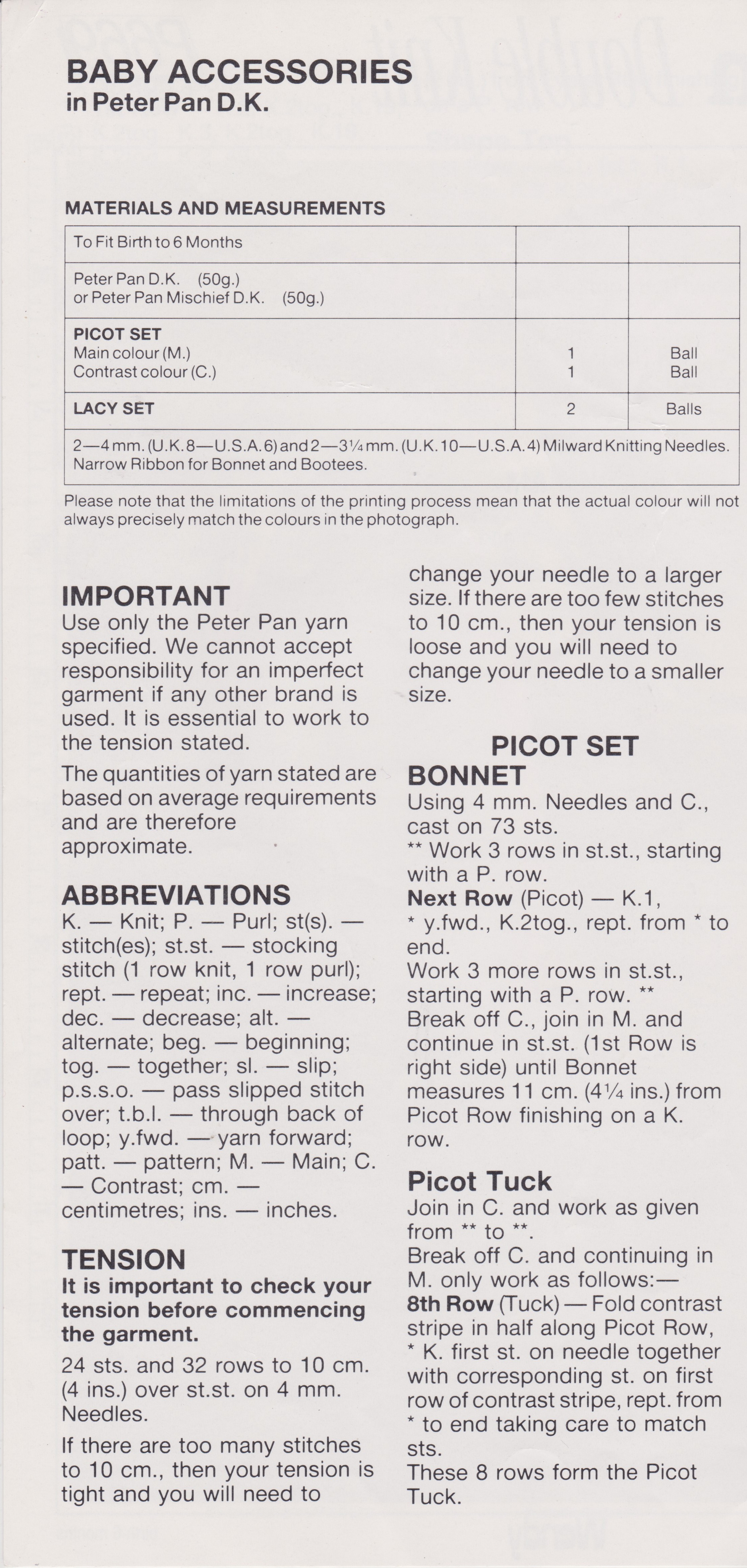 WENDYP669 - BABY GIRL HAT, BONNET, MITTS AND BOOTEES PDF KNITTING PATTERN