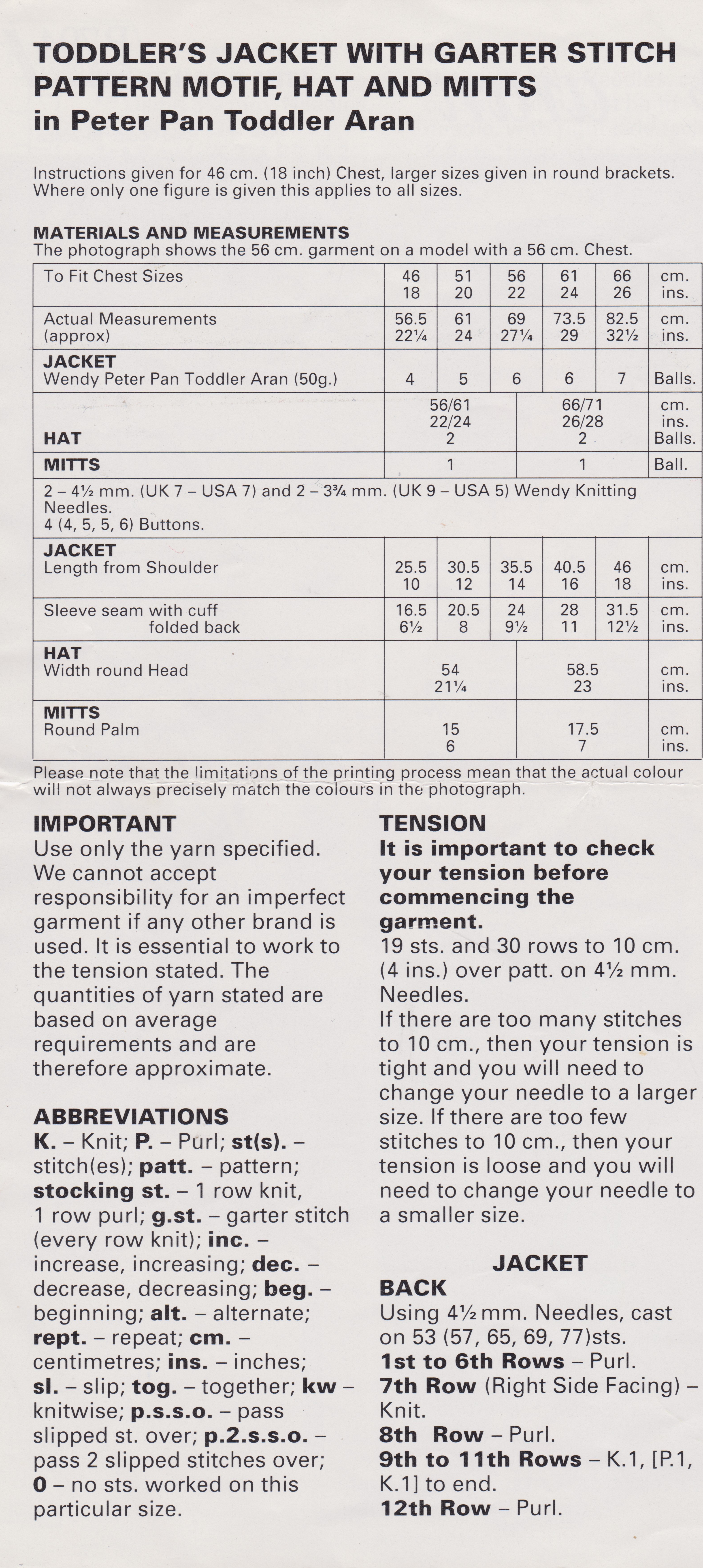 WENDYP794 - CHILD OR INFANT'S SHAWL NECK JACKET AND HAT AND MITTENS IN ARAN - PDF KNITTING PATTERN
