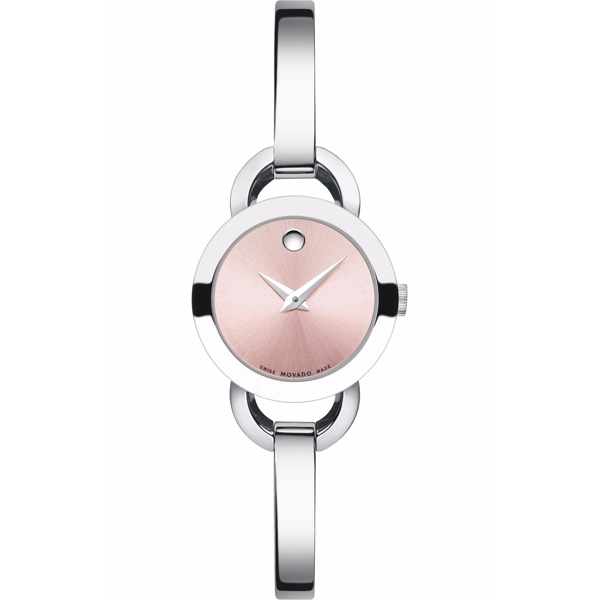 Movado Pink Dial Stainless Steel Bangle Ladies Watch 0606797