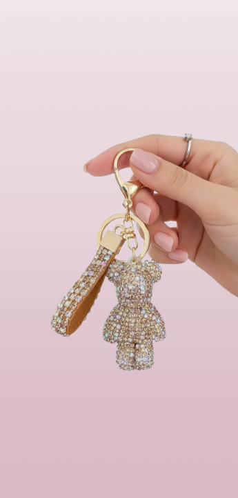 Cute Rhinestone Tassel Bear Key Chain