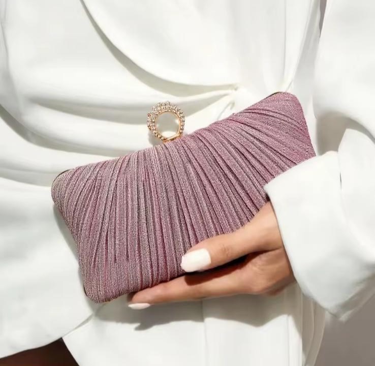 Lilac Finger Ring Diamond Clutch Bag