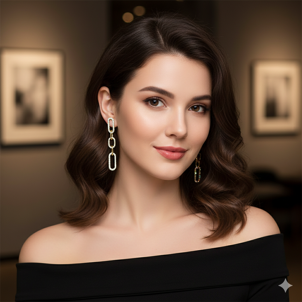 Shiny Zircon Chain Earrings