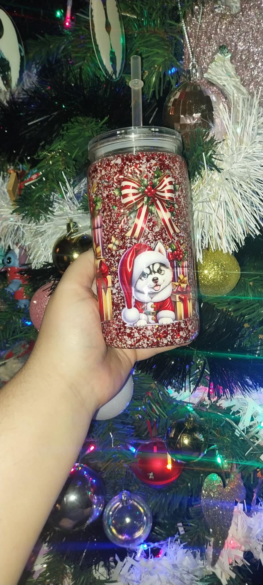 Husky Pup Snowglobe Tumbler