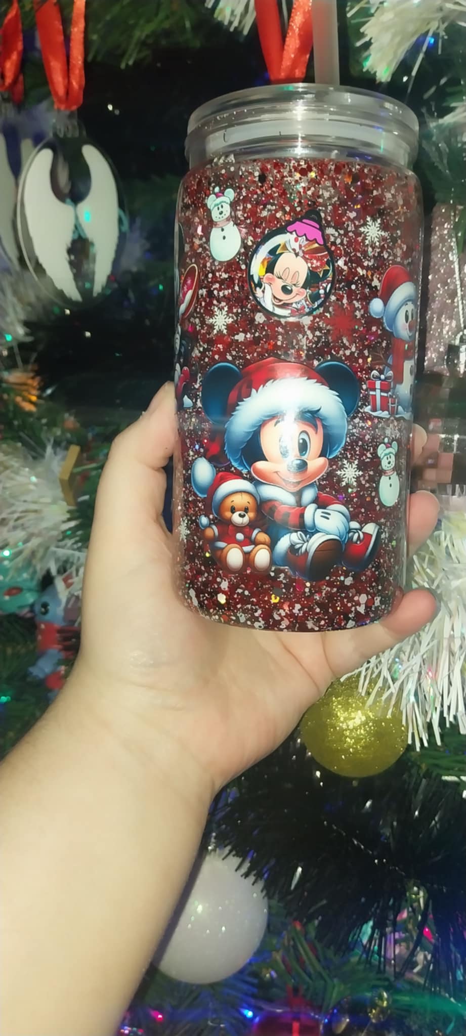 Minnie and Mickey Snowglobe Tumbler