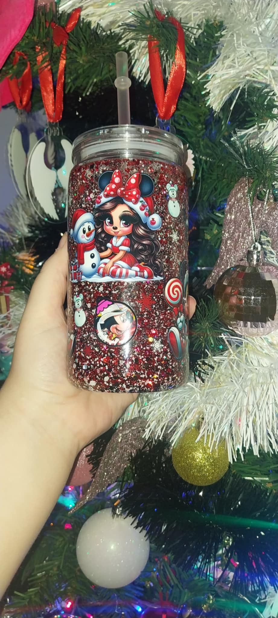 Minnie and Mickey Snowglobe Tumbler