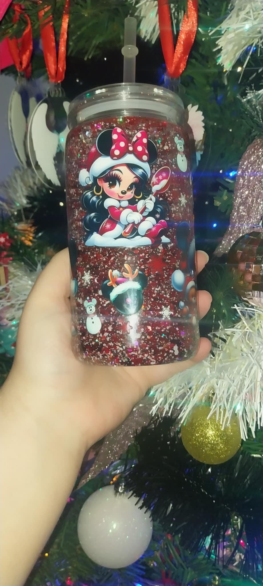 Minnie and Mickey Snowglobe Tumbler