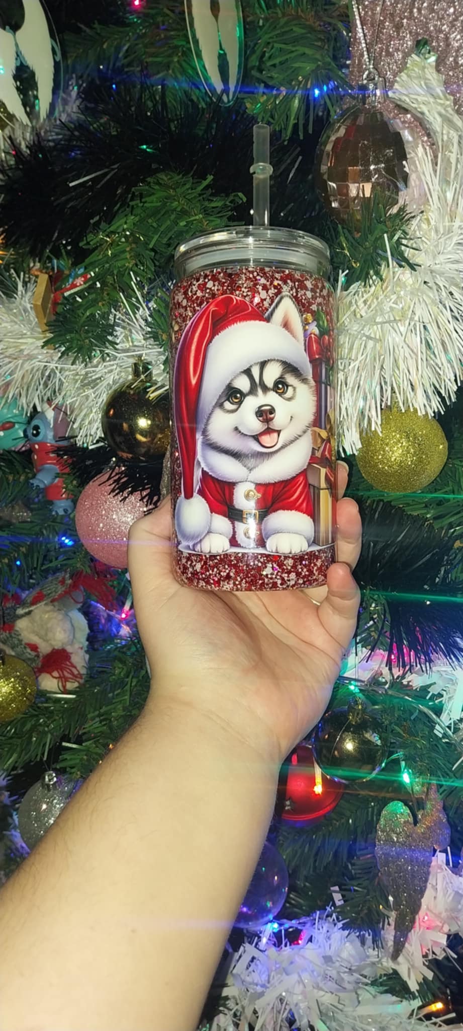 Husky Pup Snowglobe Tumbler