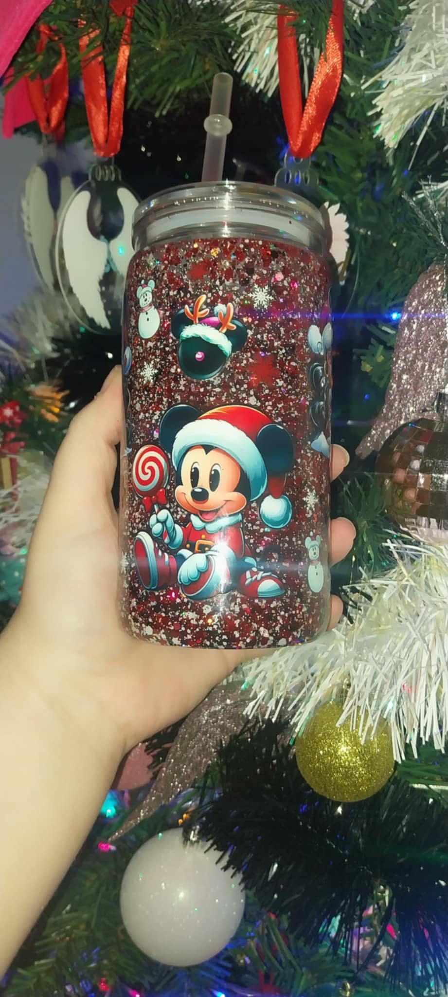 Minnie and Mickey Snowglobe Tumbler