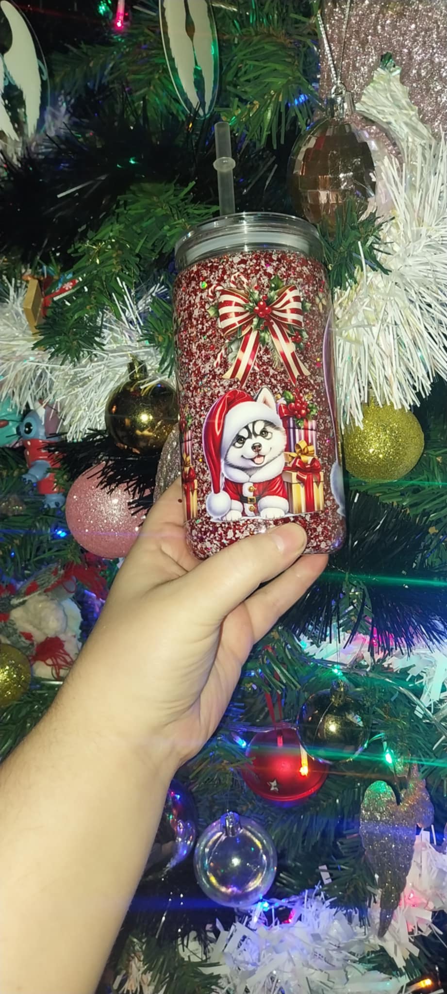 Husky Pup Snowglobe Tumbler