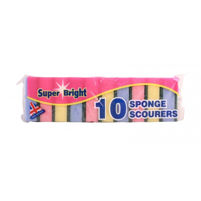 SUPER BRIGHT SPONGE SCOURERS 10'S