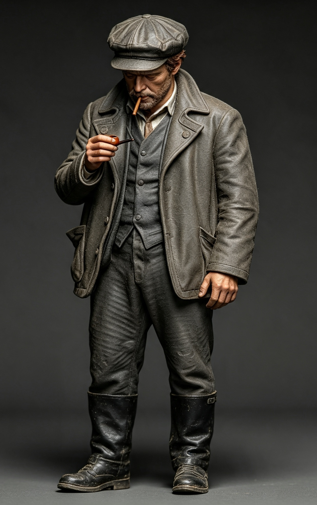 Slate Miner Lighting Cigarette Figure 16mm Scale