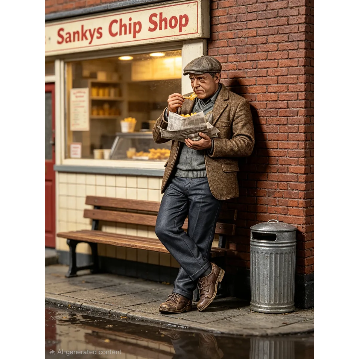 Man Eating Fish And Chips Figure G Scale & LGB