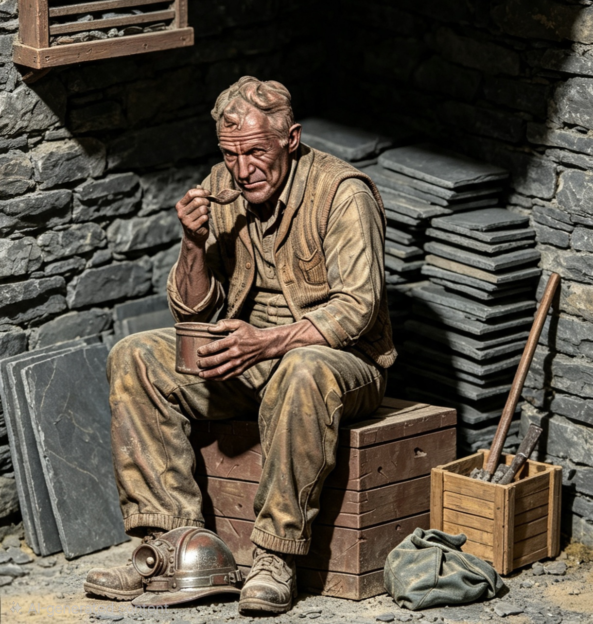 Slate Miner Sitting Eating Figure G Scale & LGB