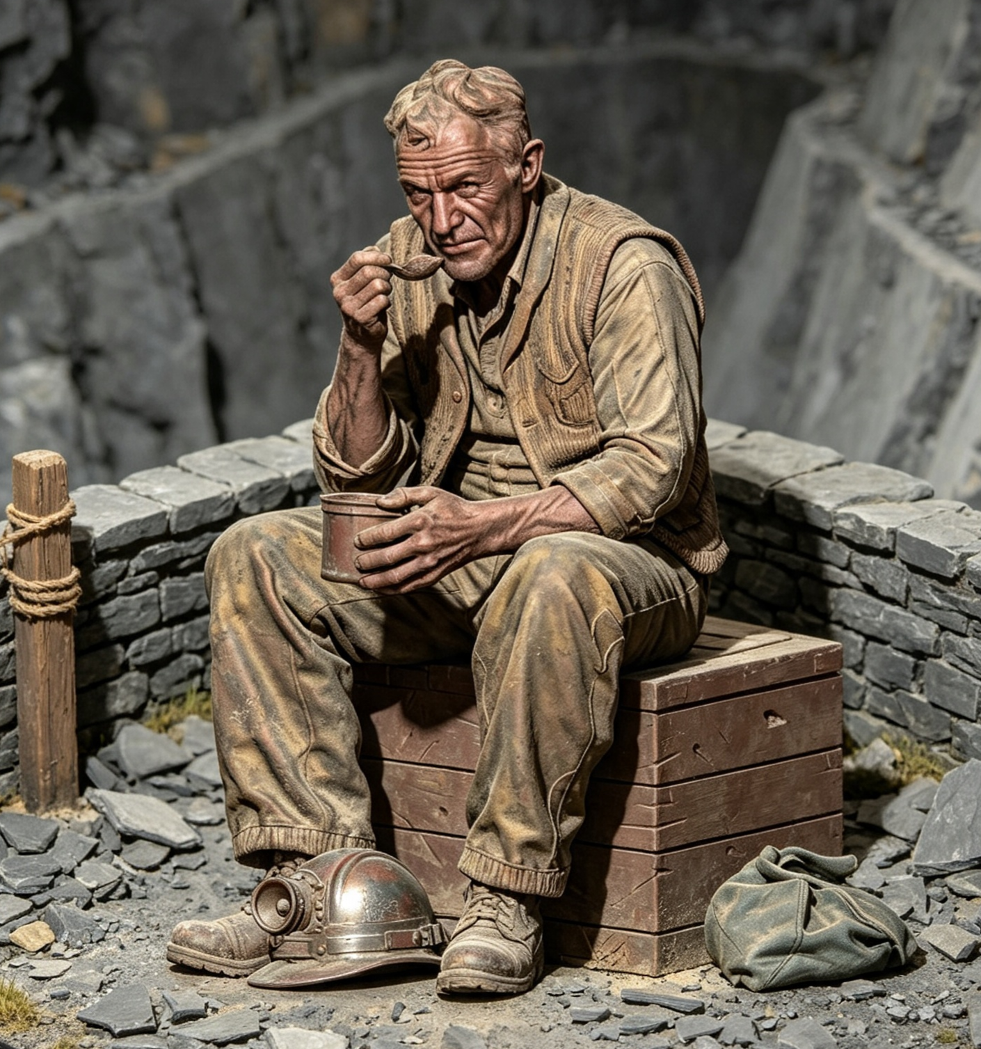 Slate Miner Sitting Eating Figure G Scale & LGB
