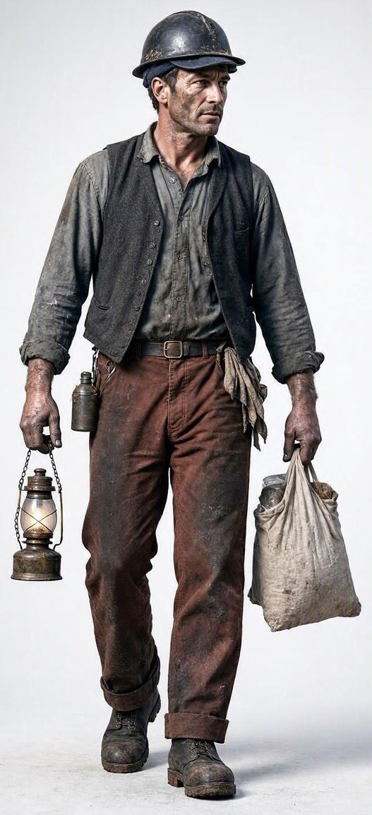 Slate Miner With Oil Lamp And Food Bag Figure G Scale & LGB